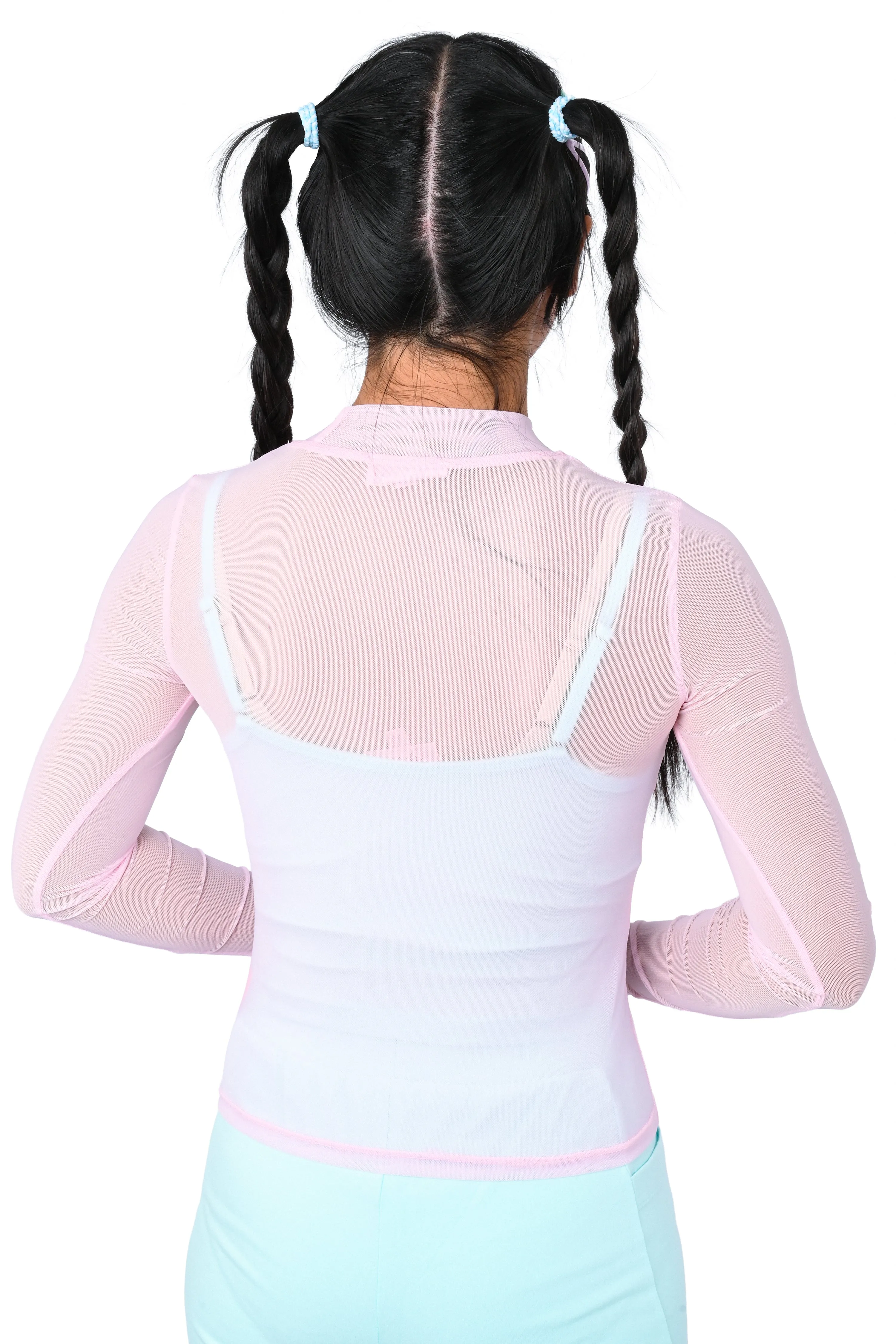 Basics Long Sleeve Mesh Top and Cami Set - Pink/Mint sold by My Violet product image thumbnail 3