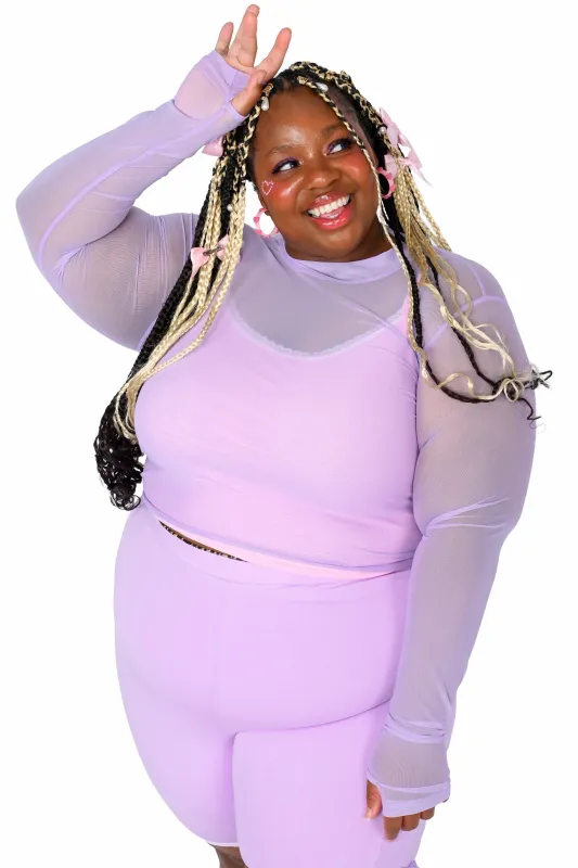 Basics Long Sleeve Mesh Top and Cami Set - Lavender/Pink sold by My Violet