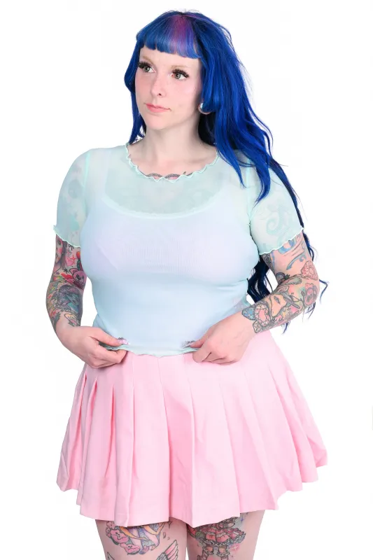 Basics Short Sleeve Mesh Top and Cami Set - Mint/Lav sold by My Violet