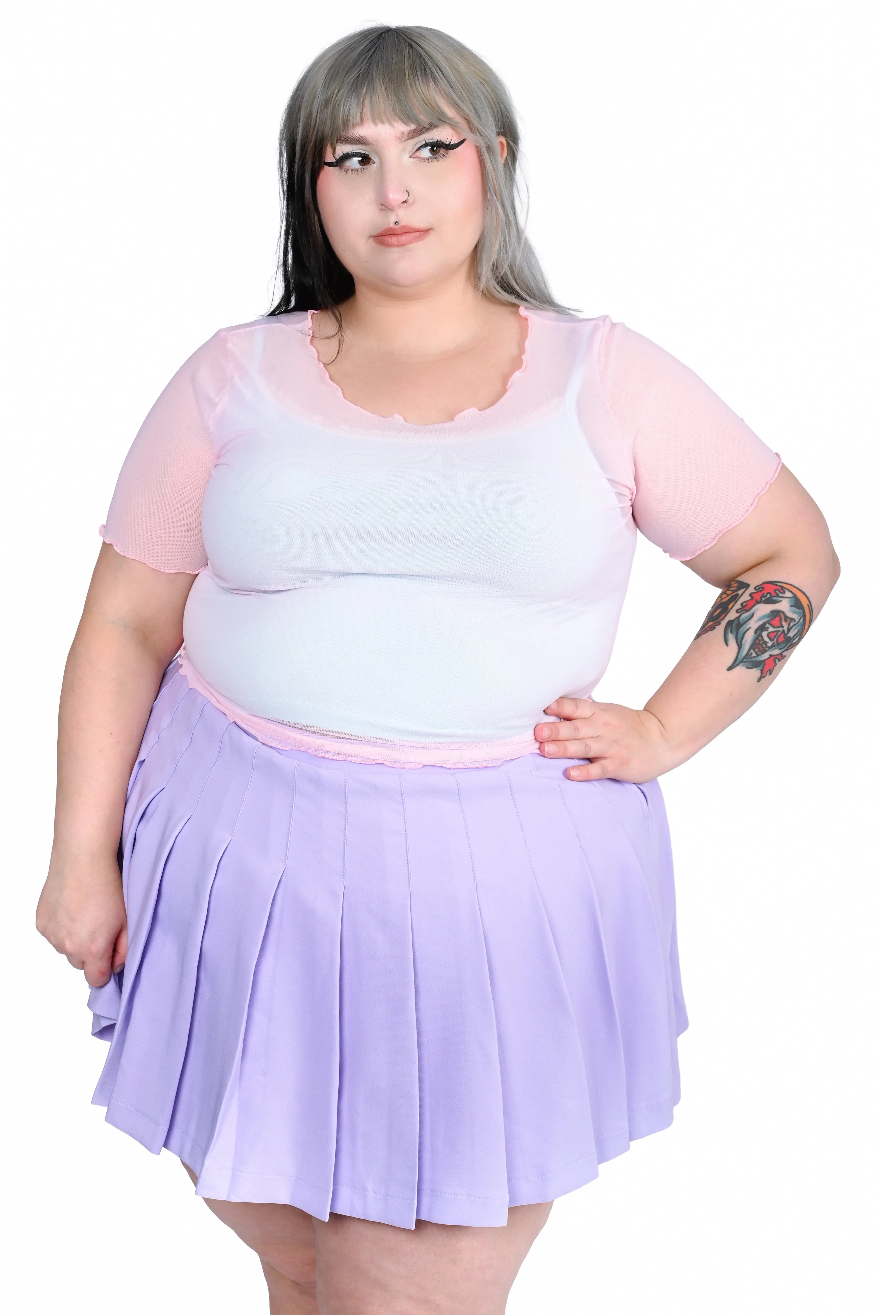 Basics Short Sleeve Mesh Top and Cami Set - Pink/Mint sold by My Violet product image thumbnail 2
