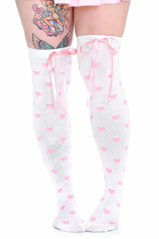 Heavenly Heart Over Knee Socks - Pink sold by My Violet