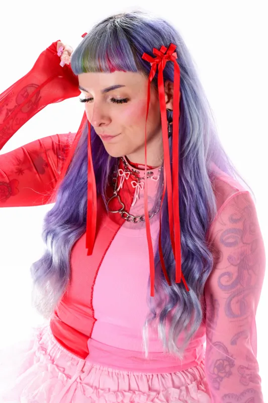 Double Ribbon Bow Clip Set - Red sold by My Violet