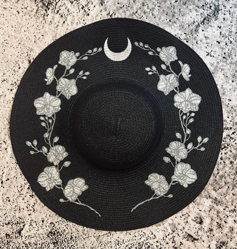Floppy Sun Hat - XL Brim - Orchids by Witchwood Bags sold by Wax Poetic