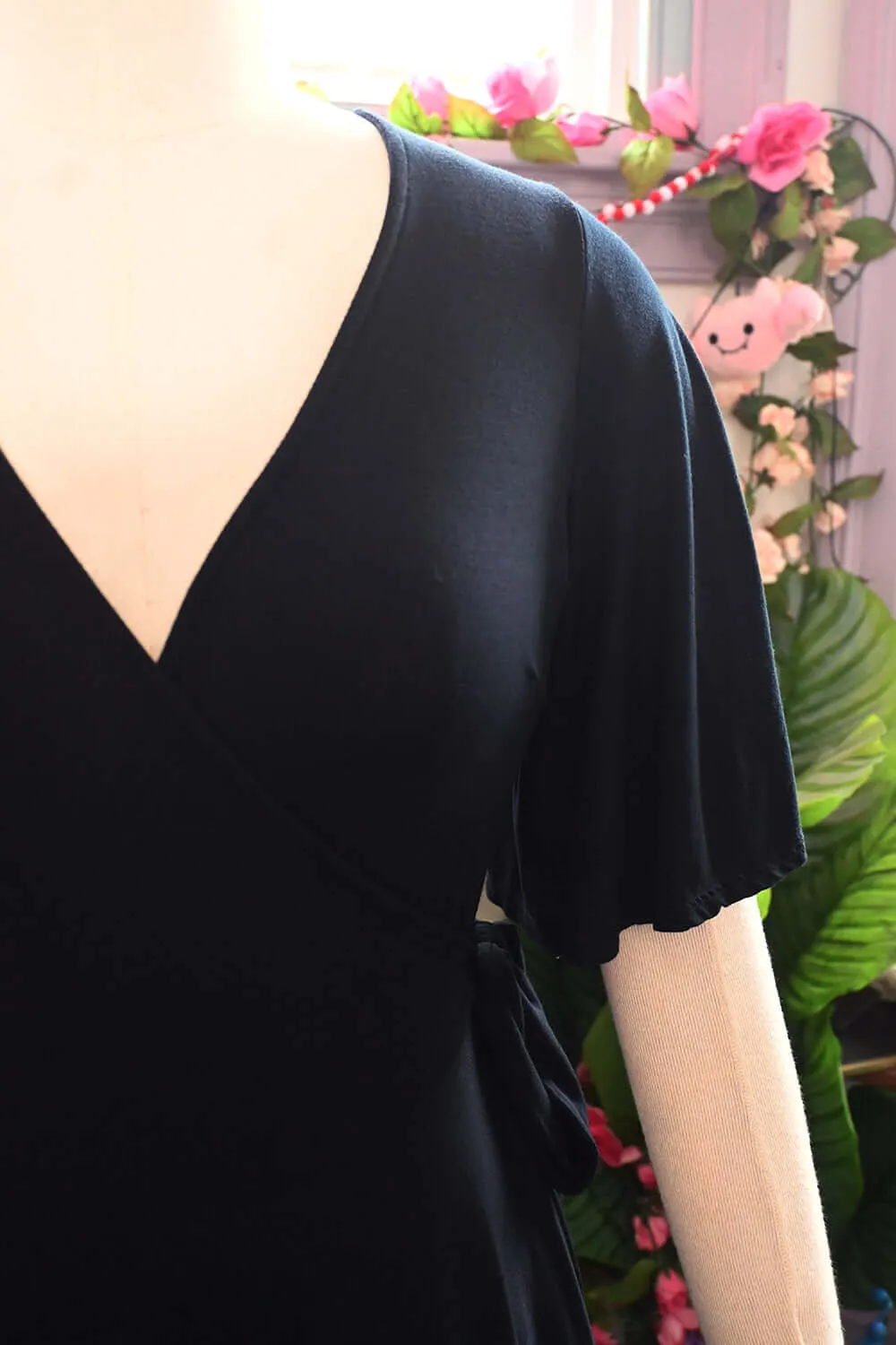 Lydia Wrap Dress in Black Brushed Knit sold by Wax Poetic product image thumbnail 4