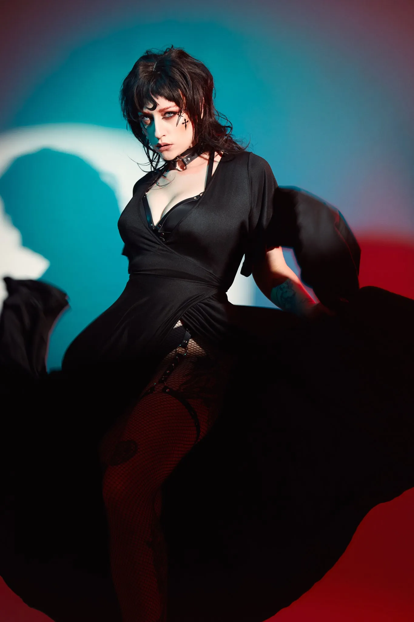 Lydia Wrap Dress in Black Brushed Knit sold by Wax Poetic