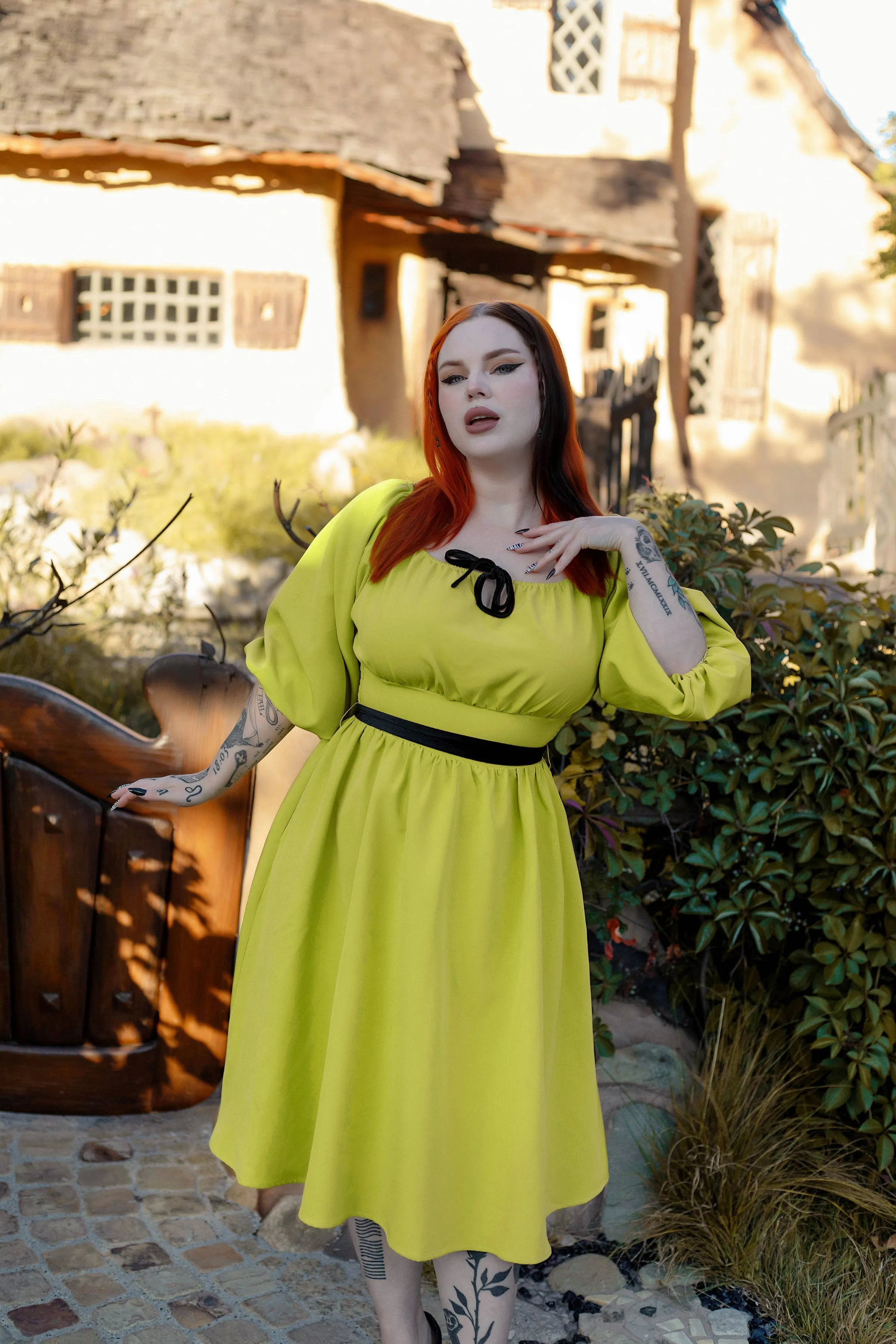 Eva Dress Chartreuse by The Oblong Box Shop sold by Wax Poetic product image thumbnail 3