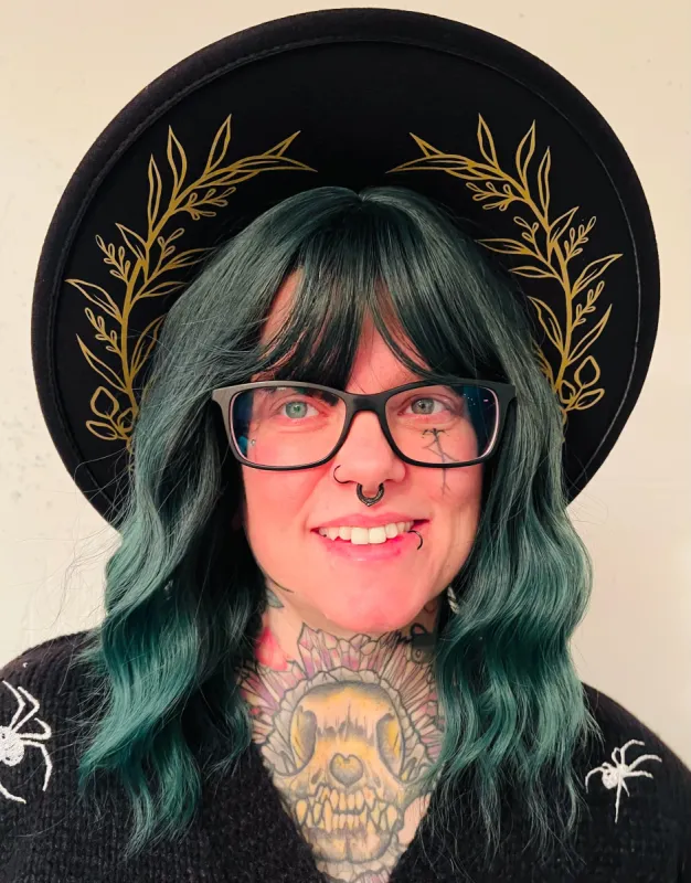 Vegan Felt Hat - XL Brim - Fern Crown by Witchwood Bags sold by Wax Poetic