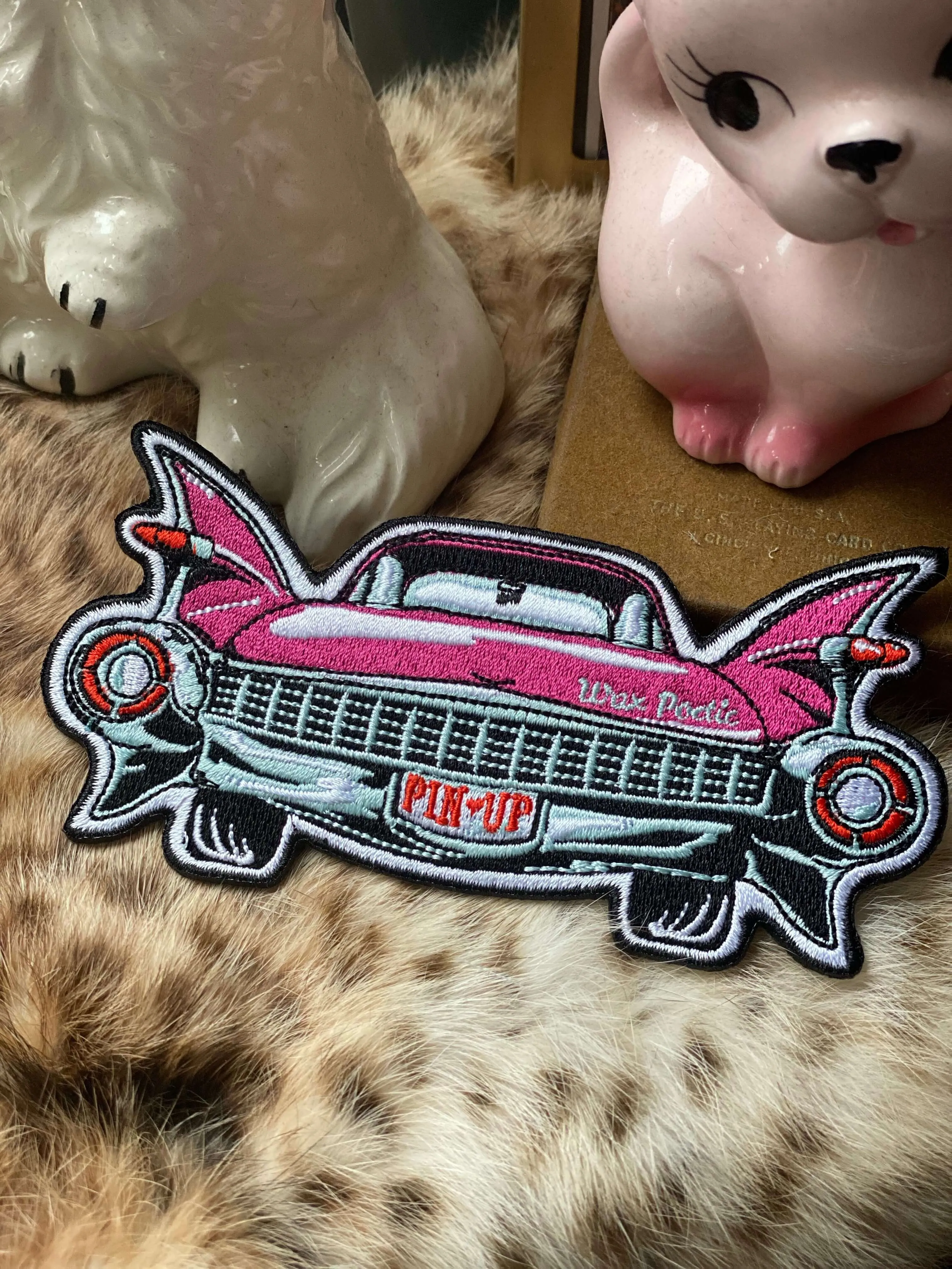Pink Caddy Pinup patch sold by Wax Poetic