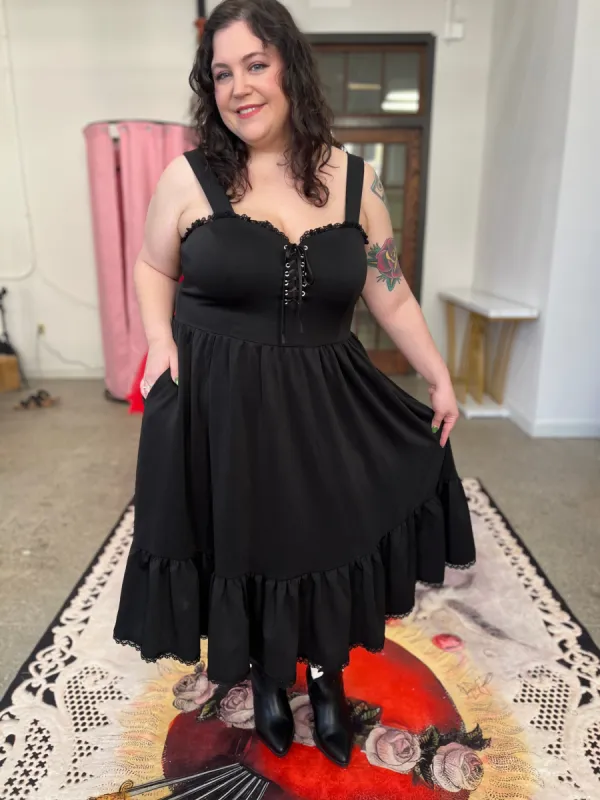 Heidi Swing Dress in Black sold by Wax Poetic