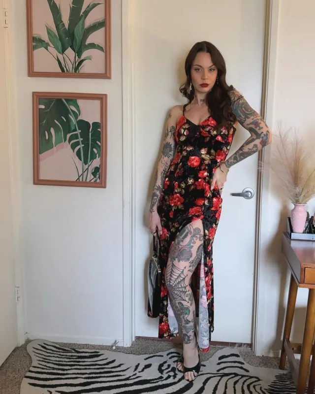 Lily dress in Red Rose Velvet sold by Wax Poetic