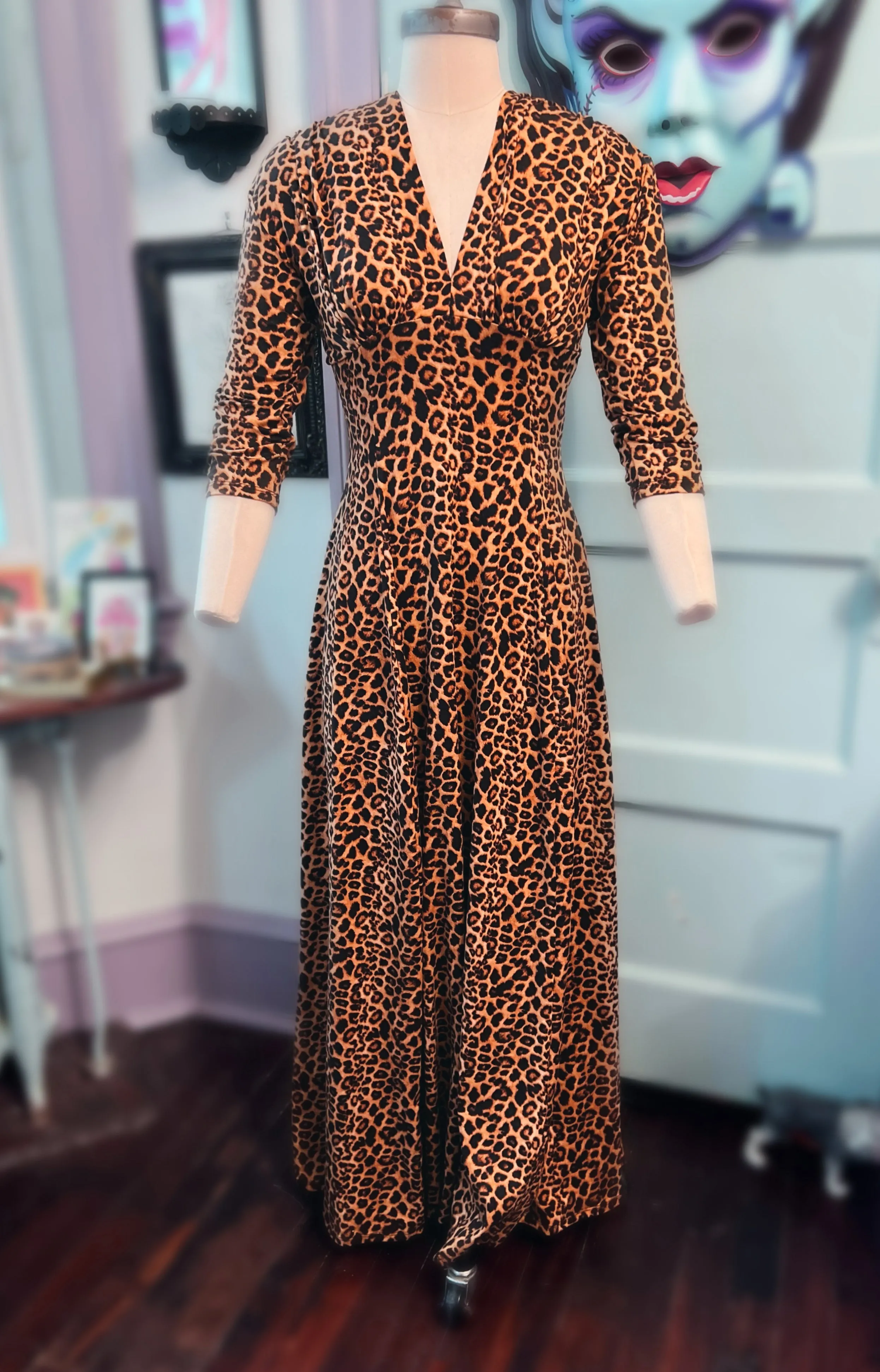 Raquel 3/4 Sleeve Leopard Maxi dress sold by Wax Poetic product image thumbnail 2