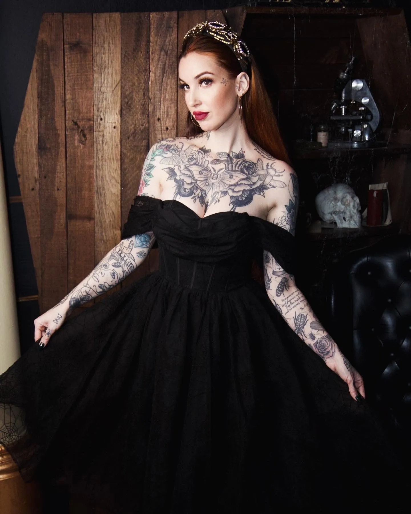 Octavia's Web - Flocked Spider Web Party Dress by Witchwood Bags sold by Wax Poetic product image thumbnail 4