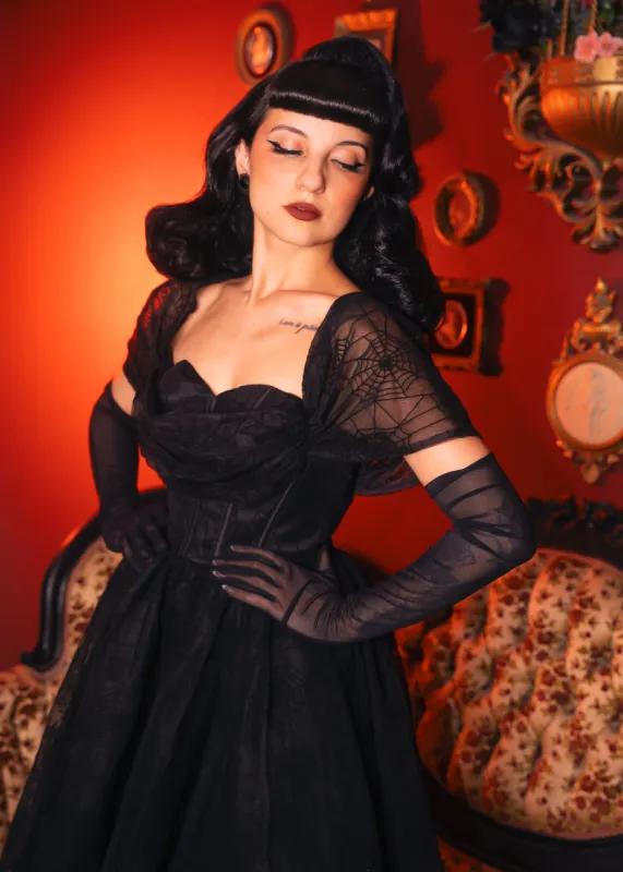 Octavia's Web - Flocked Spider Web Party Dress by Witchwood Bags sold by Wax Poetic