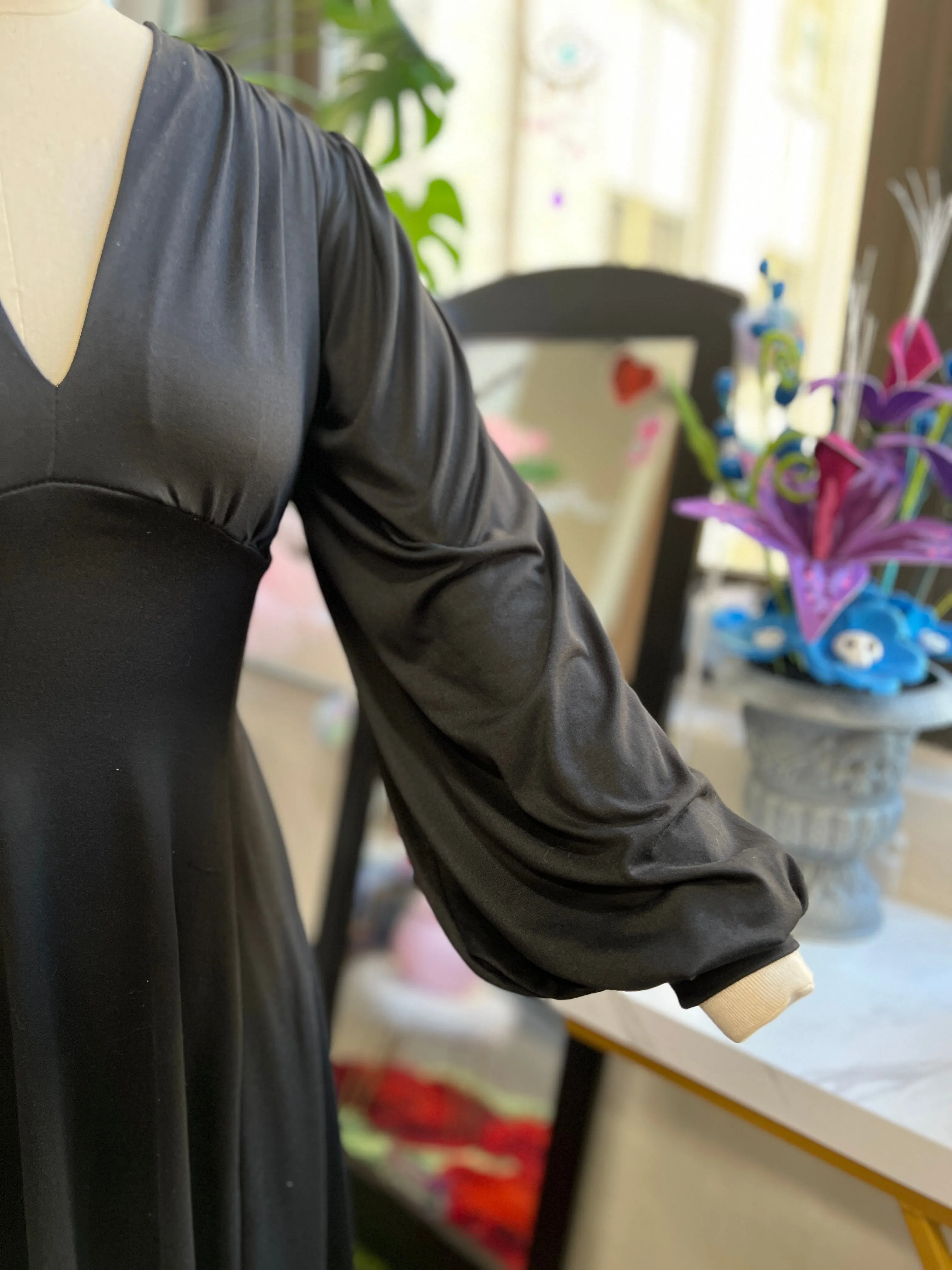 Raquel Maxi Dress with Bishop Sleeves in Jet Black sold by Wax Poetic product image thumbnail 3