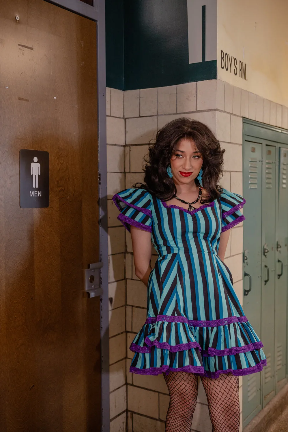 Adelaide Mini Swing Dress in Haunted Stripe sold by Wax Poetic product image thumbnail 2