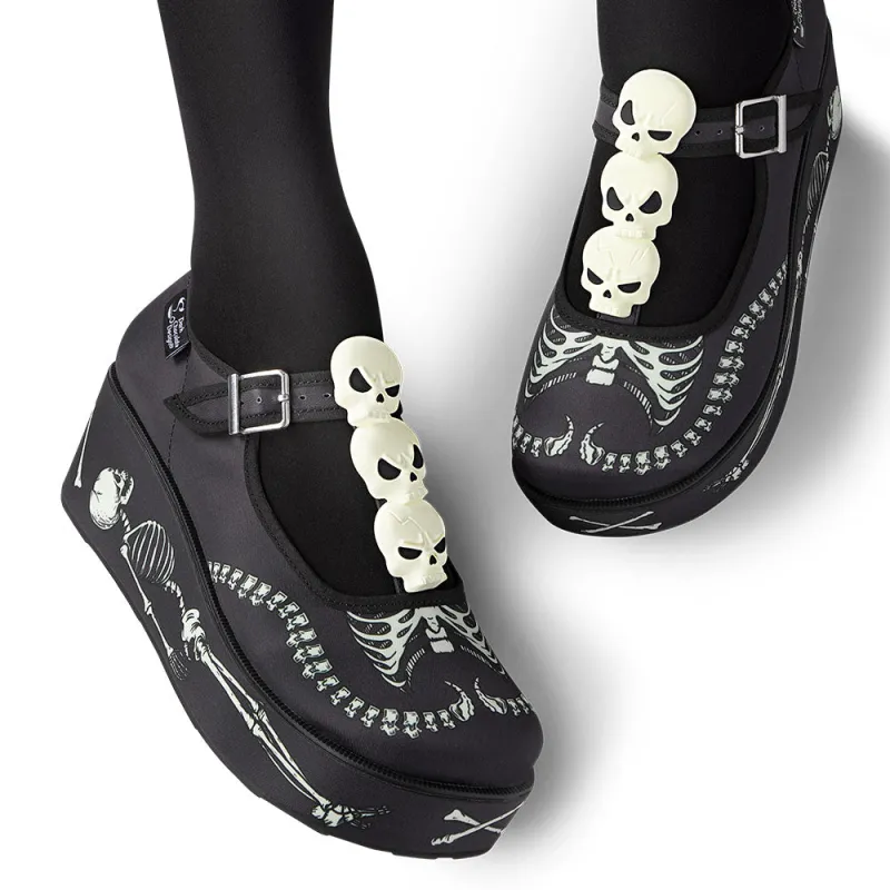 Chocolaticas® Skeletons Under Your Bed Women's Mary Jane Platform sold by Wax Poetic
