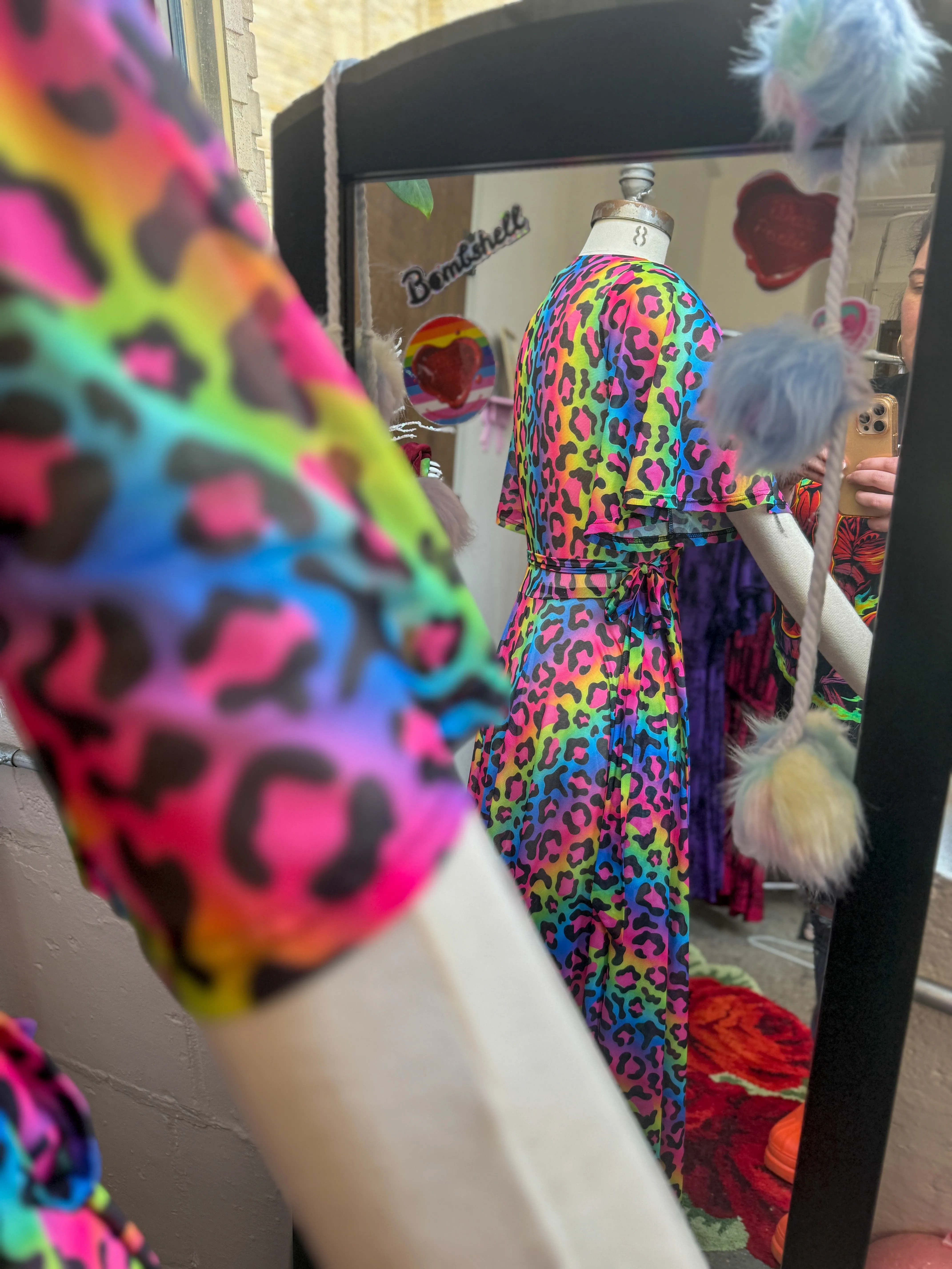 *PRE ORDER* Lydia Wrap Dress in Rainbow Leopard Mesh sold by Wax Poetic product image thumbnail 3