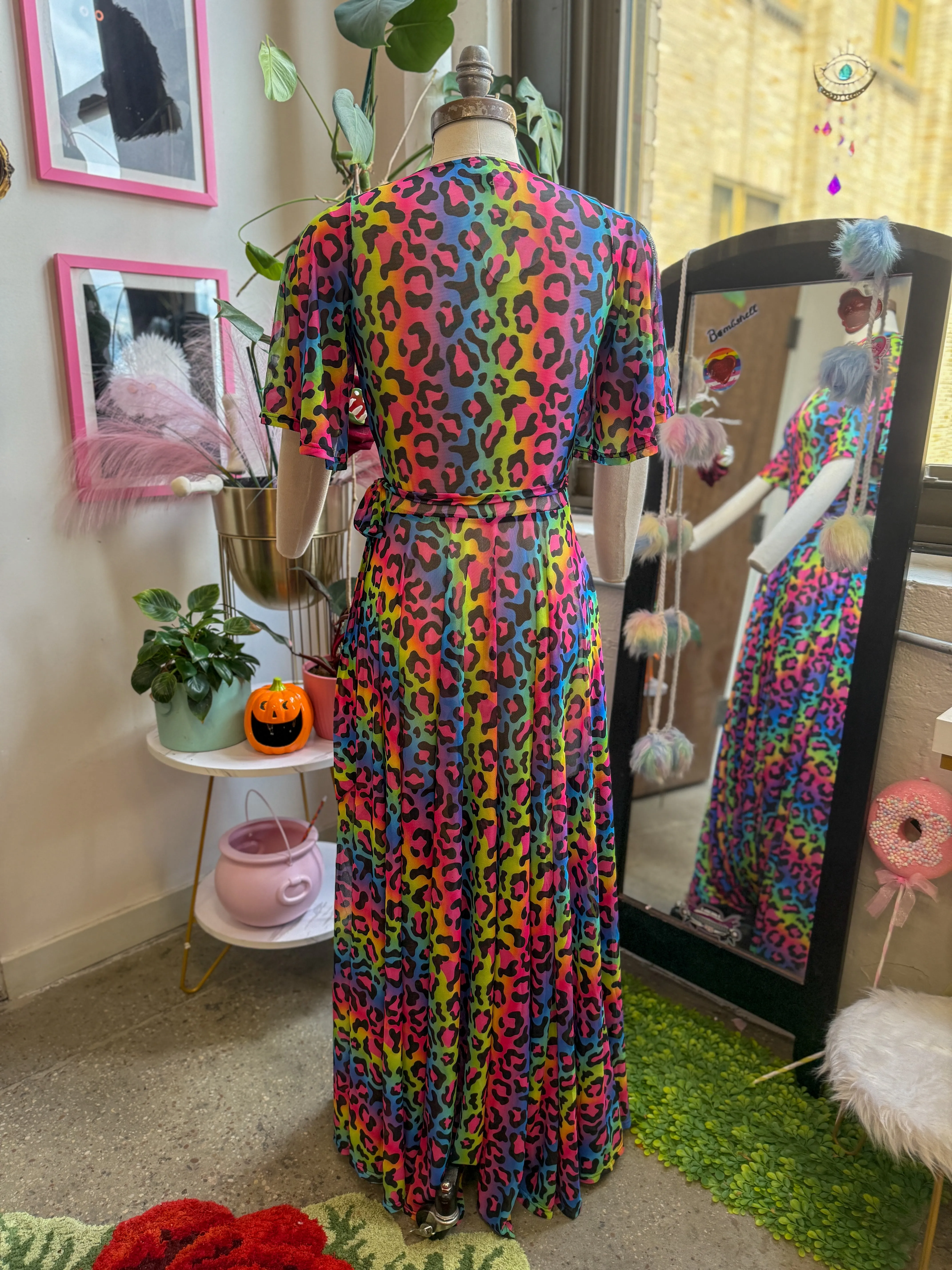 *PRE ORDER* Lydia Wrap Dress in Rainbow Leopard Mesh sold by Wax Poetic product image thumbnail 5
