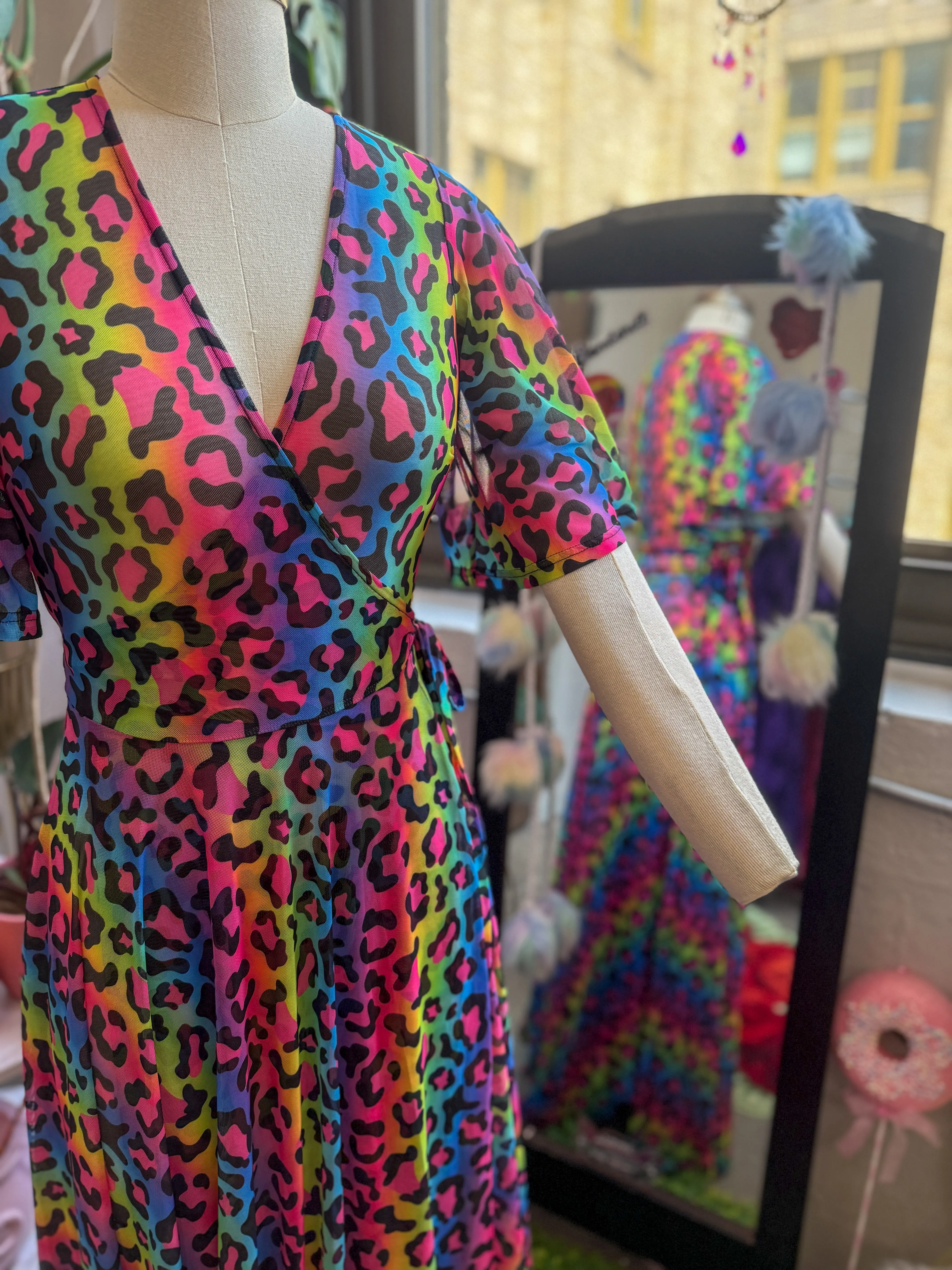 *PRE ORDER* Lydia Wrap Dress in Rainbow Leopard Mesh sold by Wax Poetic product image thumbnail 2
