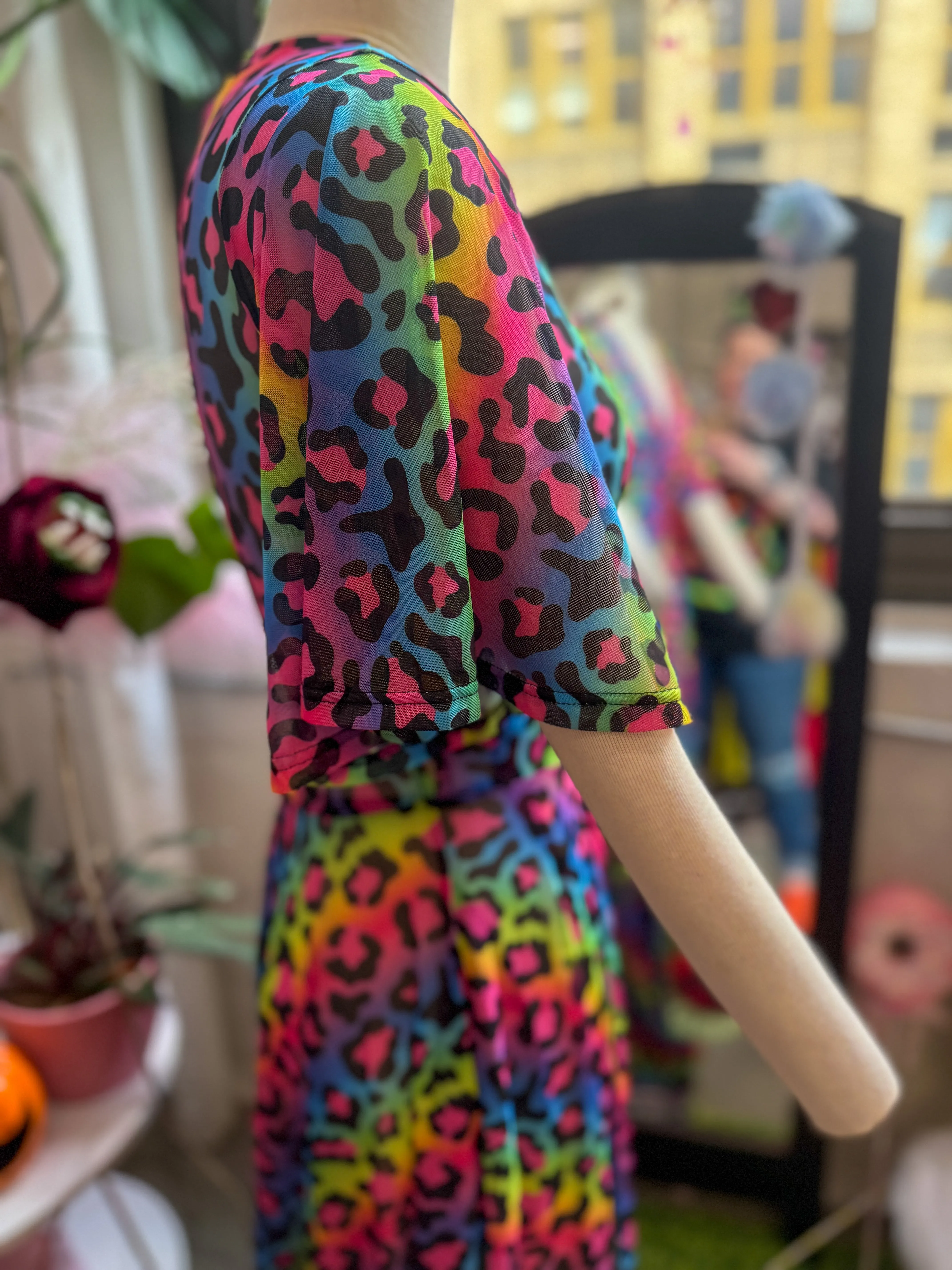 *PRE ORDER* Lydia Wrap Dress in Rainbow Leopard Mesh sold by Wax Poetic product image thumbnail 4