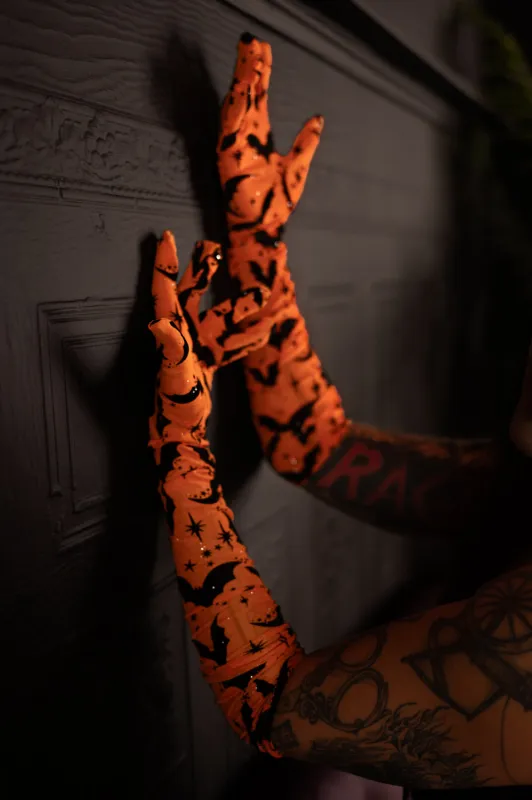 Queen of Halloween Flocked Mesh Gloves sold by Wax Poetic