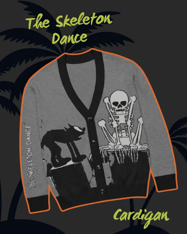 "The Skeleton Dance" Knit cardigan Made To Order by The Oblong Box Shop sold by Wax Poetic