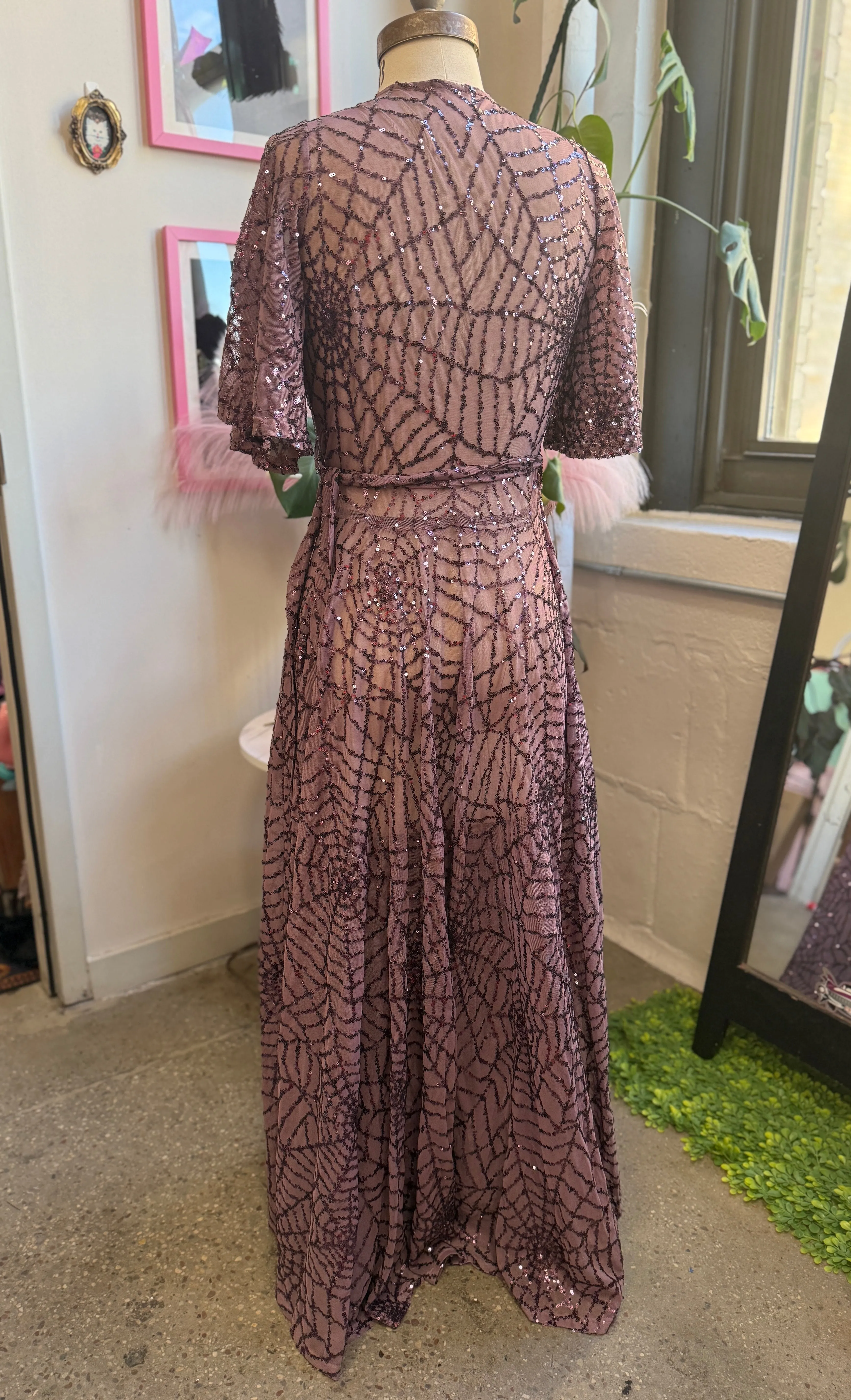 *PRE ORDER* Lydia Dress in Mauve Sequin Spiderwebs sold by Wax Poetic product image thumbnail 2
