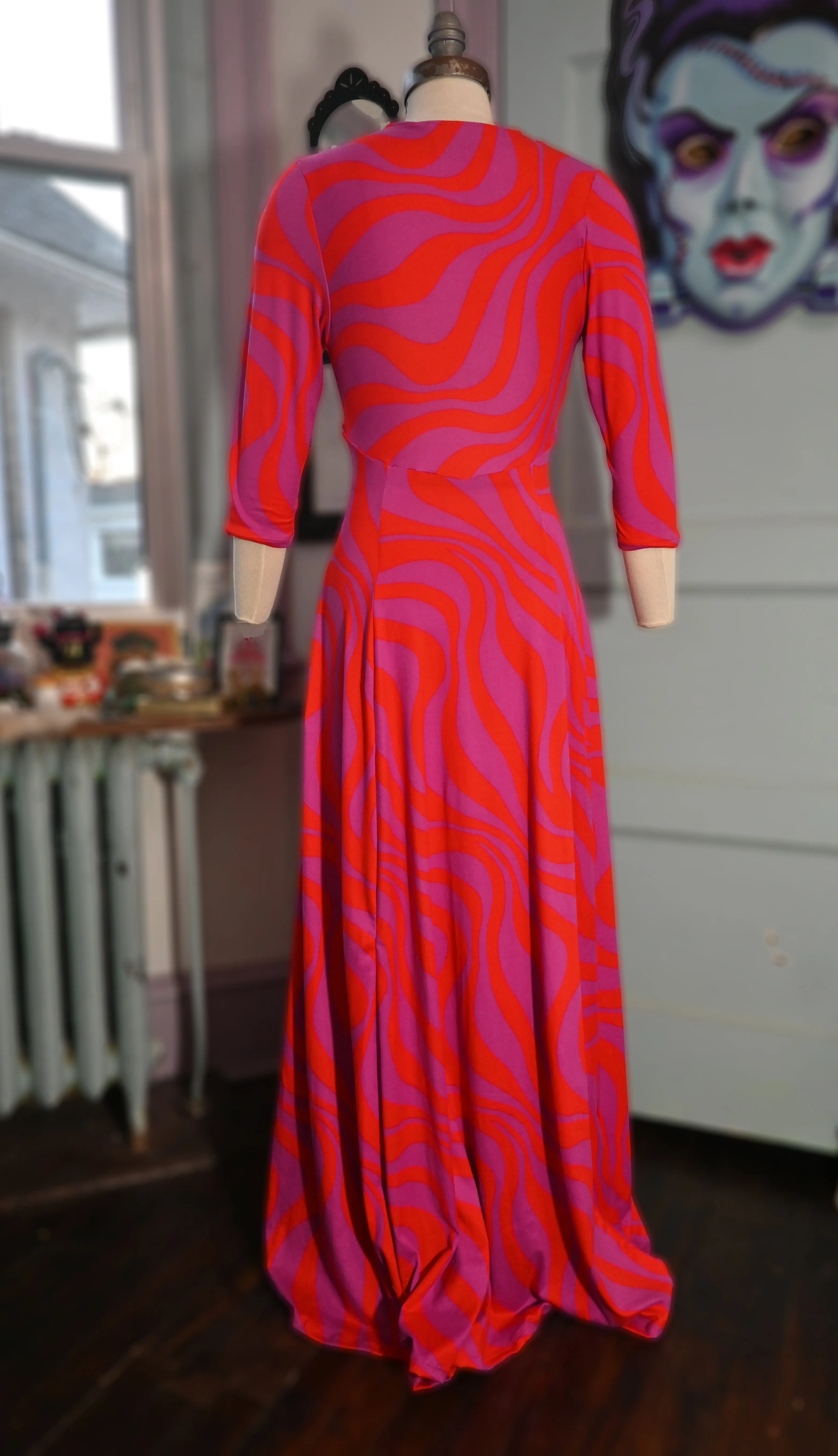 Raquel 3/4 Sleeve Paint Swirl Maxi dress sold by Wax Poetic product image thumbnail 5
