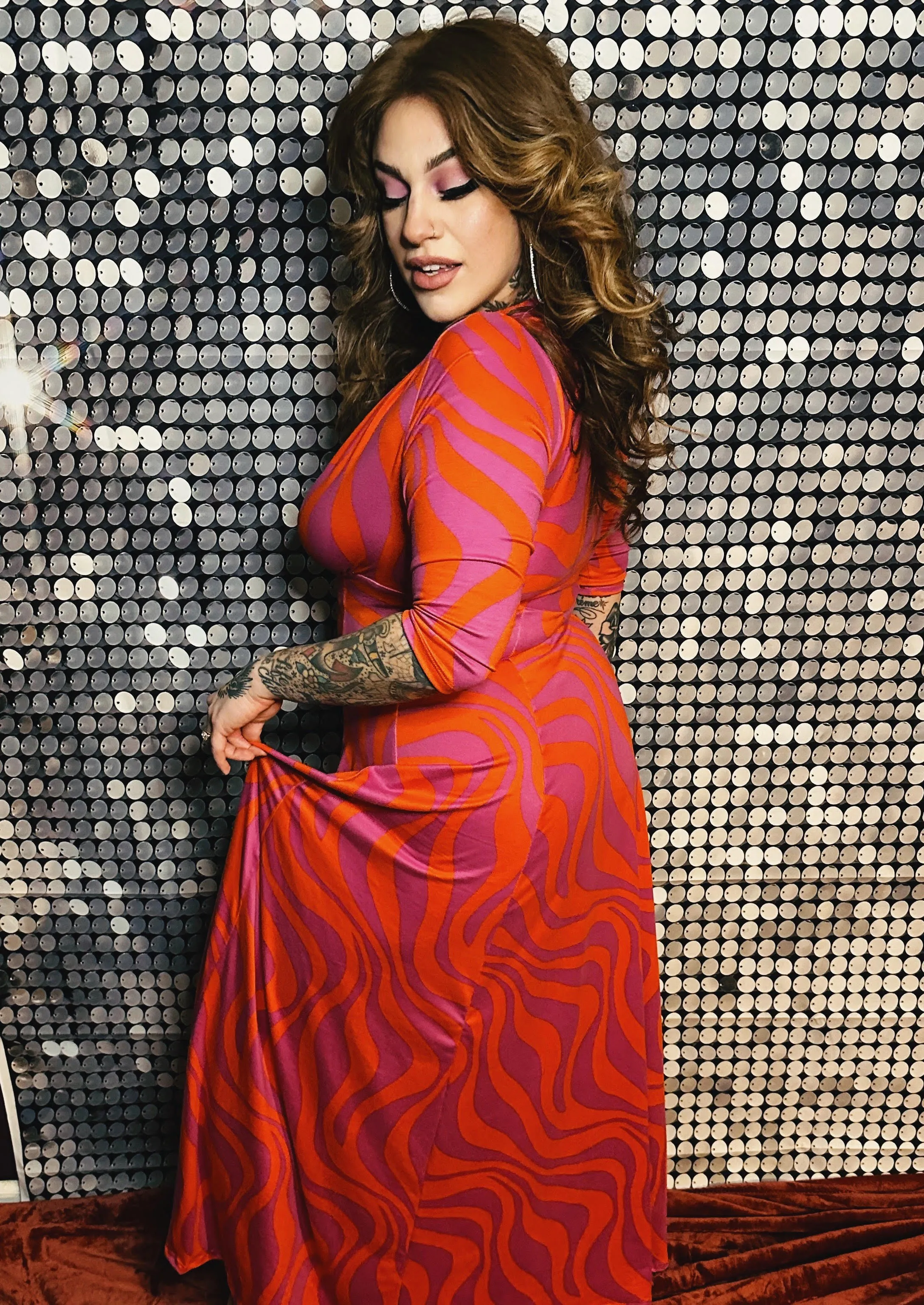 Raquel 3/4 Sleeve Paint Swirl Maxi dress sold by Wax Poetic product image thumbnail 3