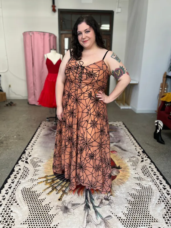 Willow Spiderweb Maxi Dress and Bolero in Vintage Peach sold by Wax Poetic