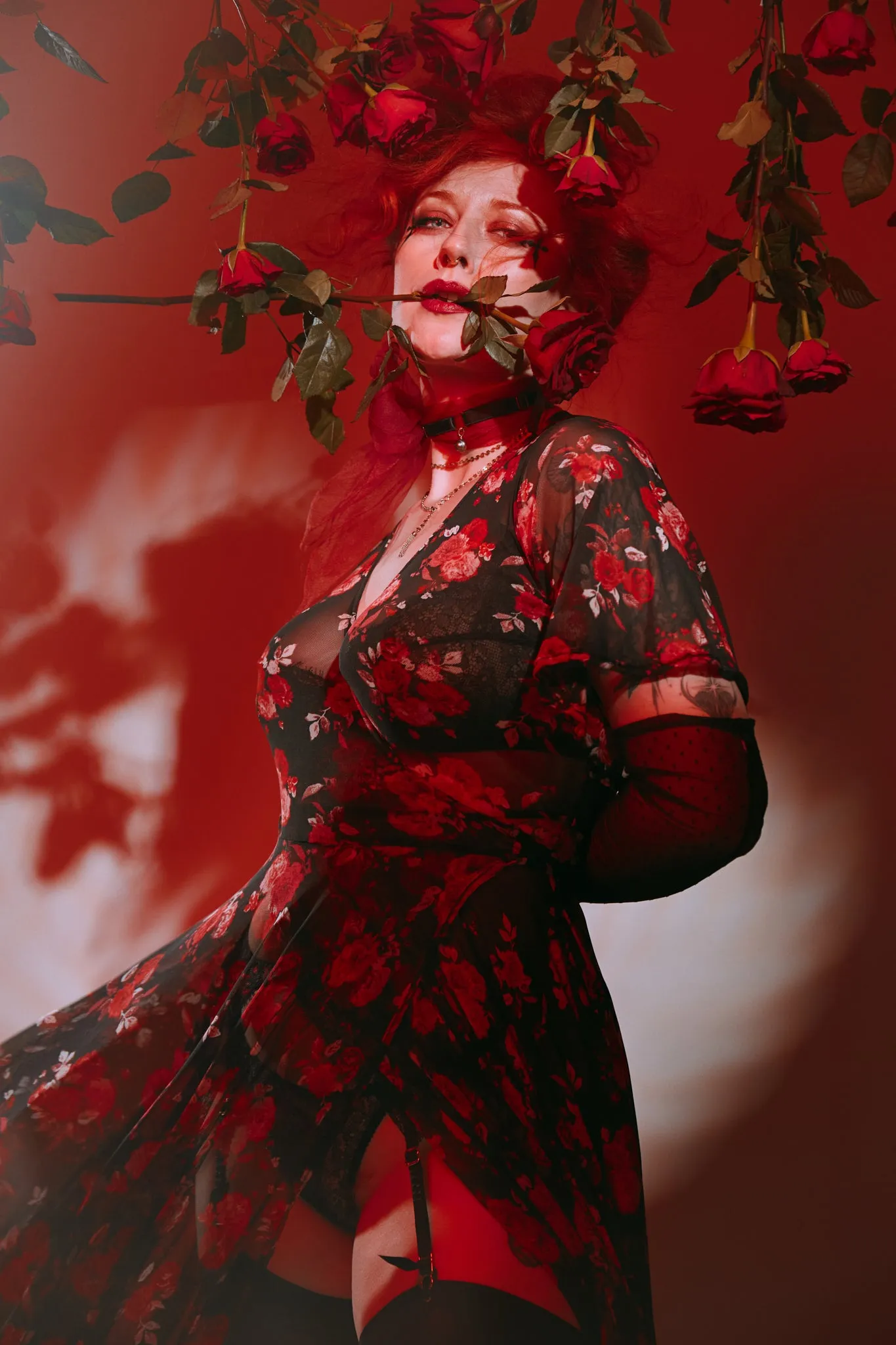 Lydia Wrap Dress in Rose Cluster Mesh sold by Wax Poetic product image thumbnail 2