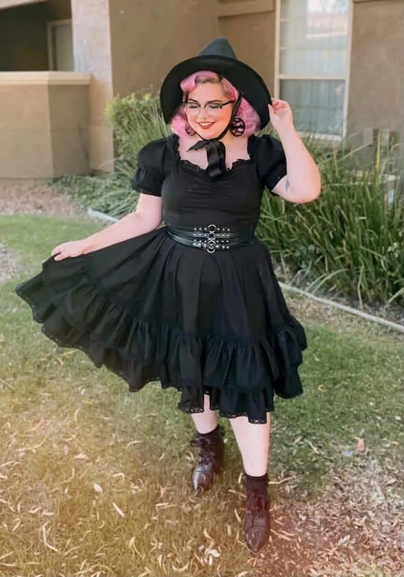 Adelaide dress in Black Cotton Poplin sold by Wax Poetic