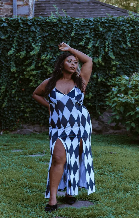 Lily dress in Harlequin Velvet sold by Wax Poetic