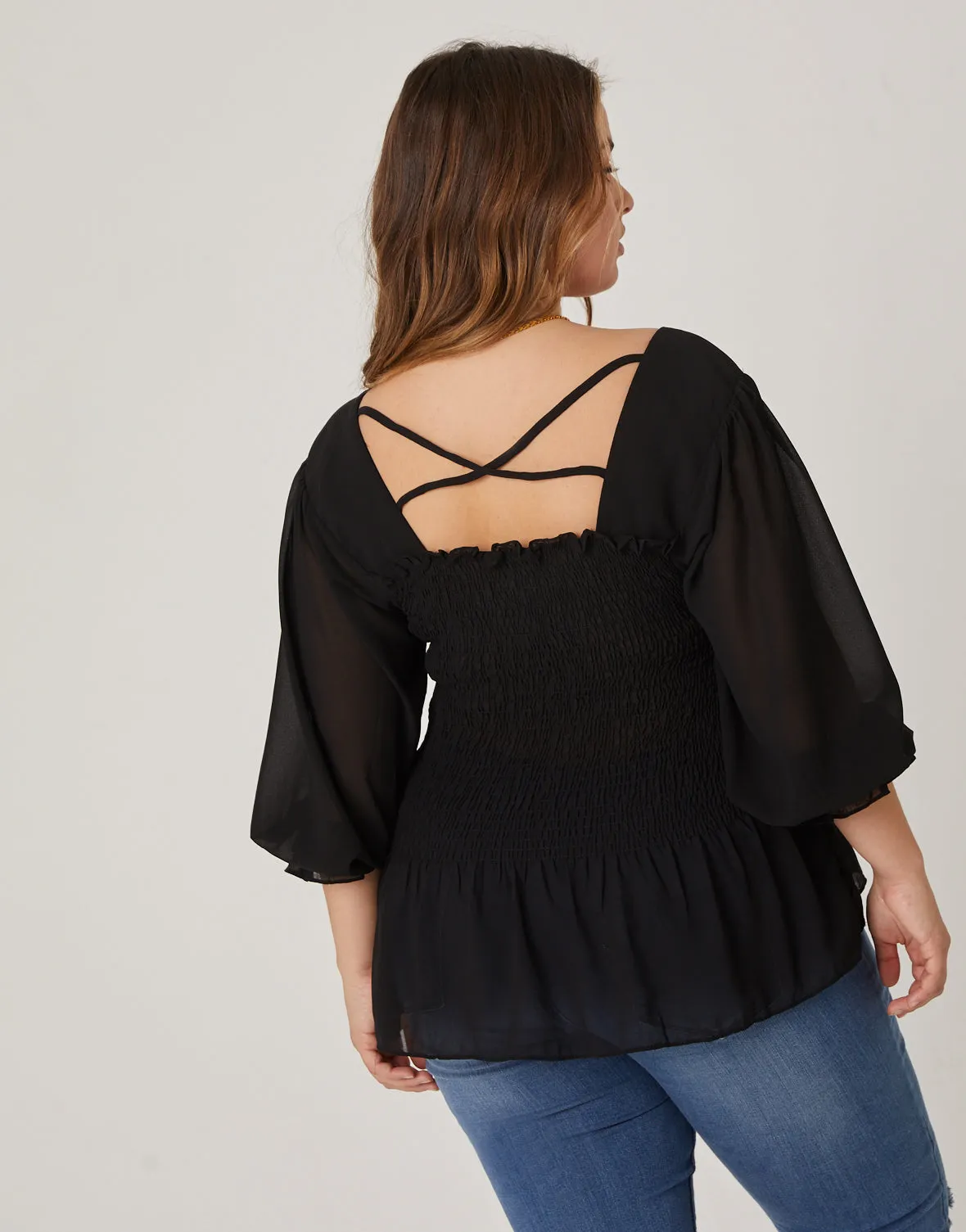 Plus Size Long Sleeve Smocked Top sold by 2020 Ave product image thumbnail 5