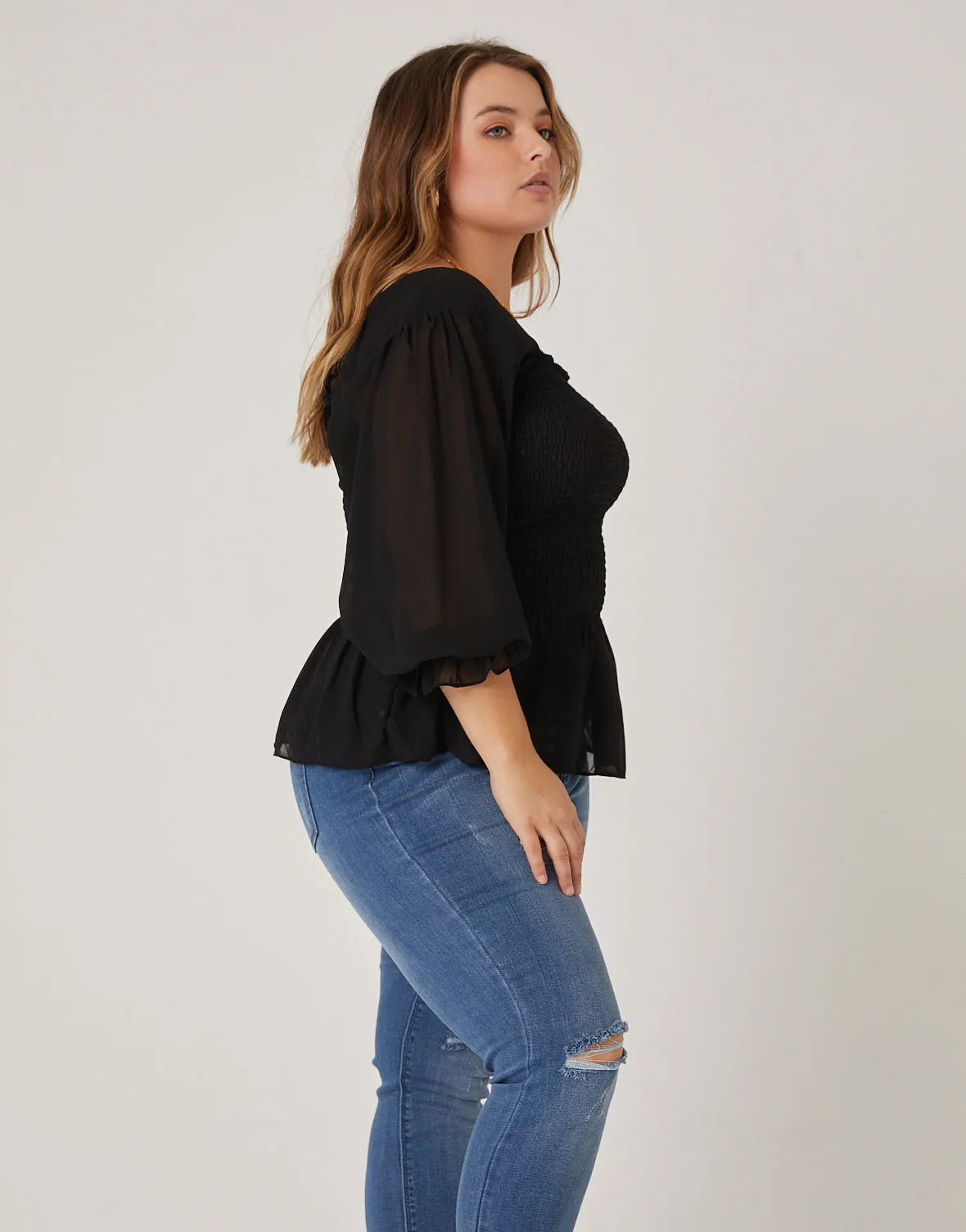 Plus Size Long Sleeve Smocked Top sold by 2020 Ave product image thumbnail 4