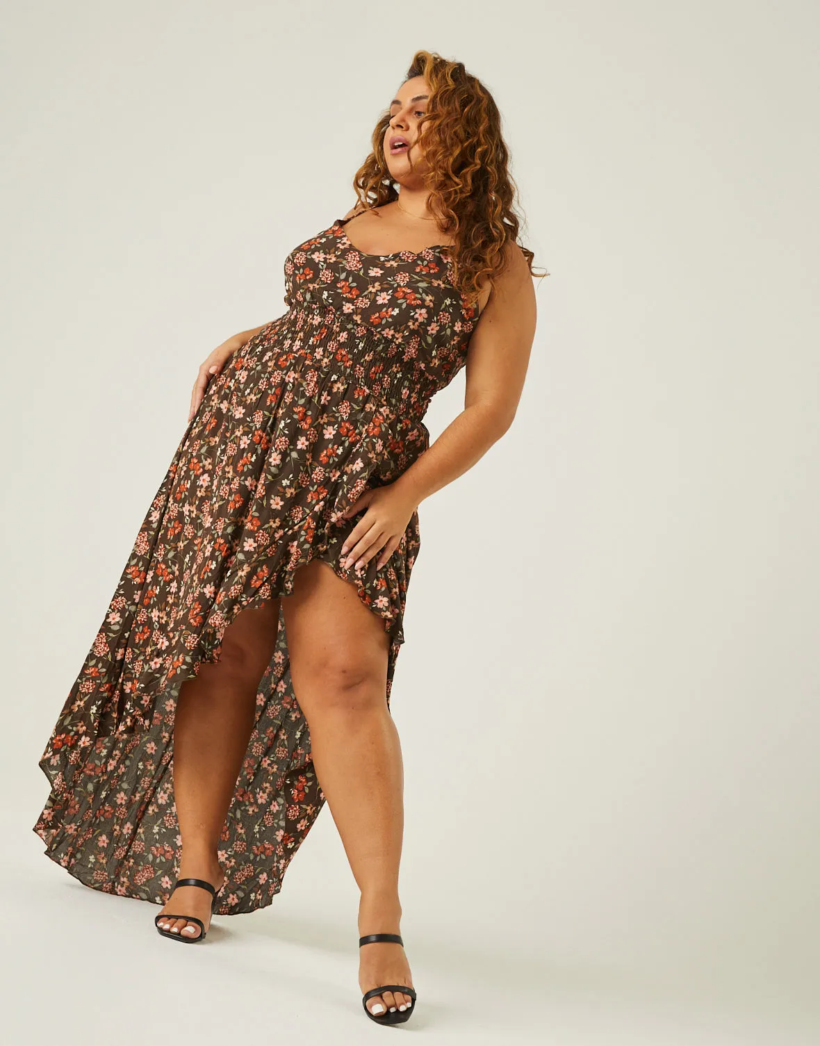 Plus Size High Low Floral Ruffle Dress sold by 2020 Ave product image thumbnail 2
