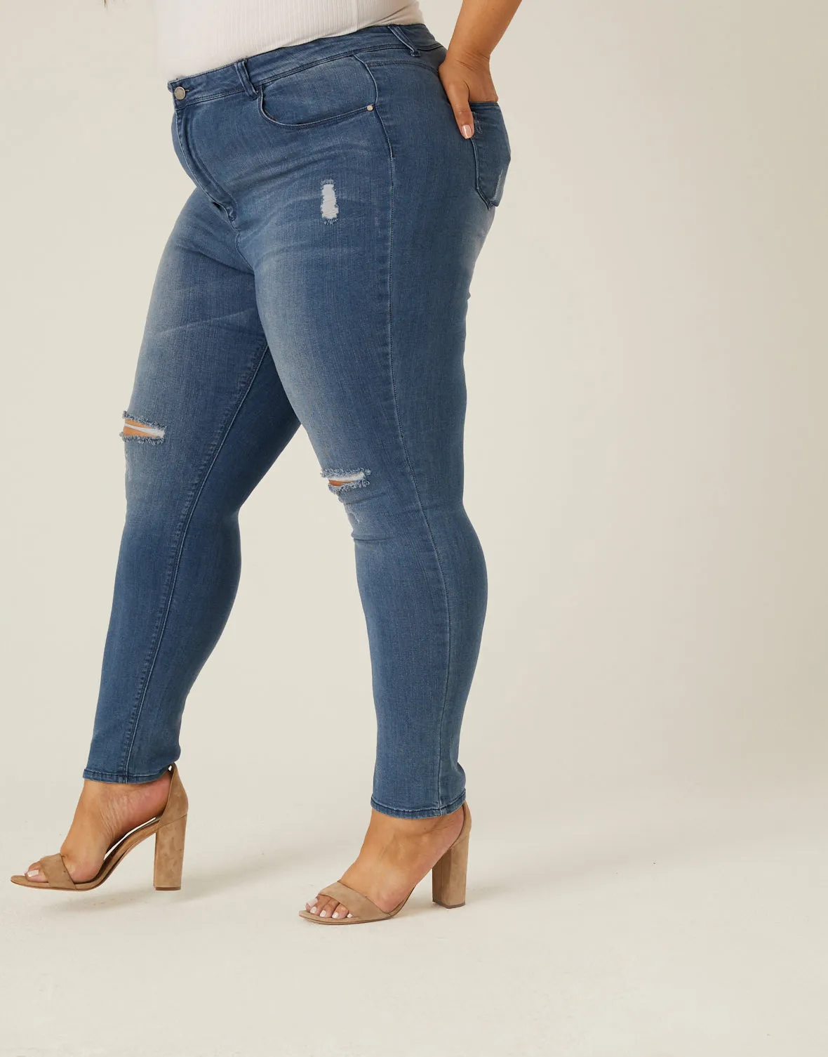 Plus Size Distressed Skinny Jeans sold by 2020 Ave product image thumbnail 3