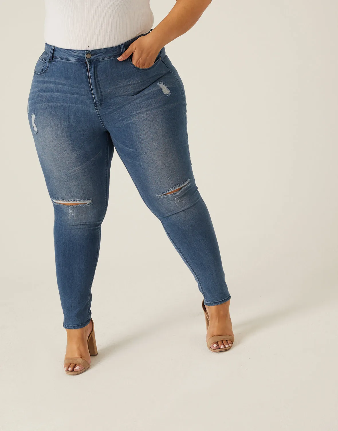 Plus Size Distressed Skinny Jeans sold by 2020 Ave product image thumbnail 2