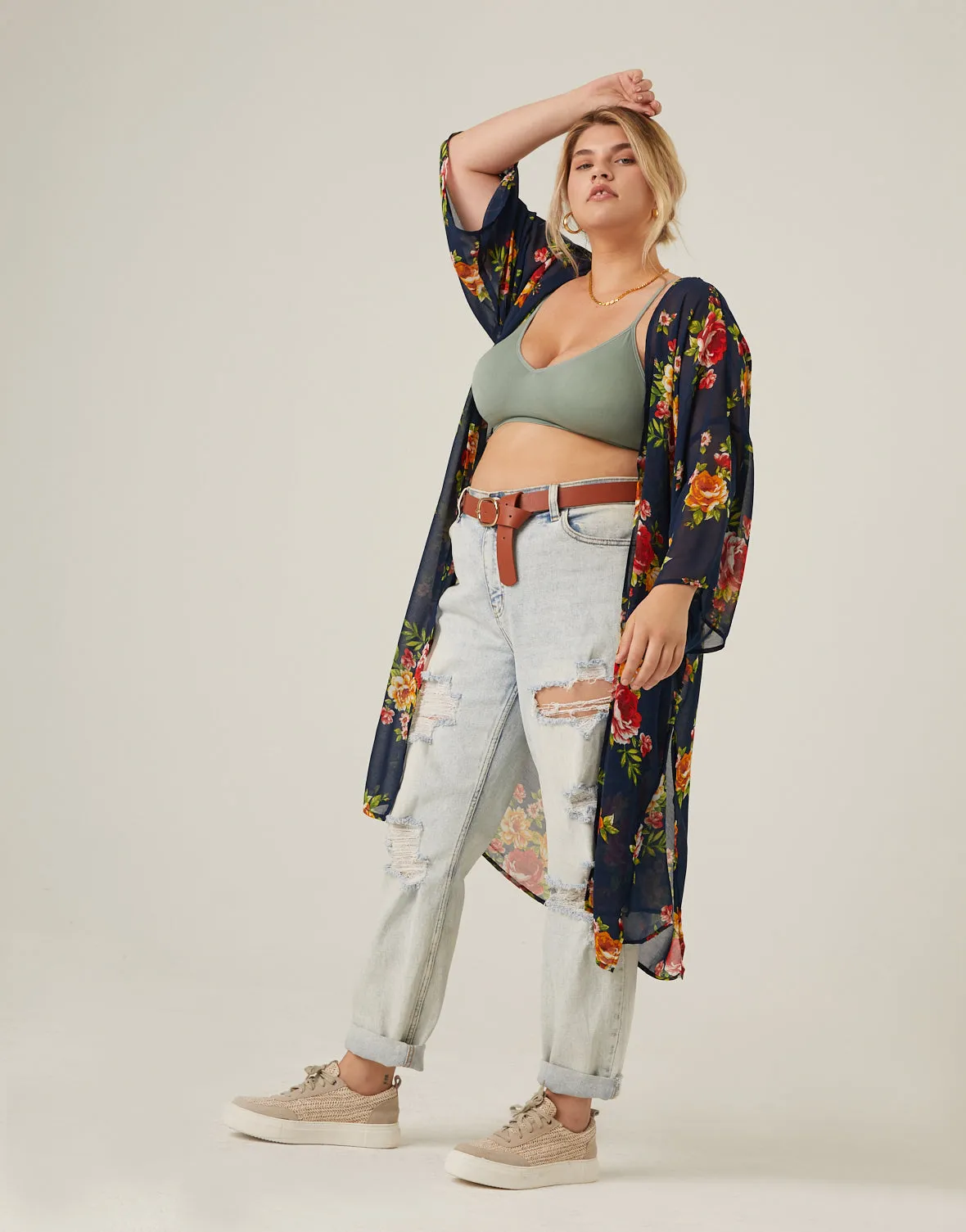 Plus Size Floral Printed Mesh Cardigan sold by 2020 Ave product image thumbnail 3