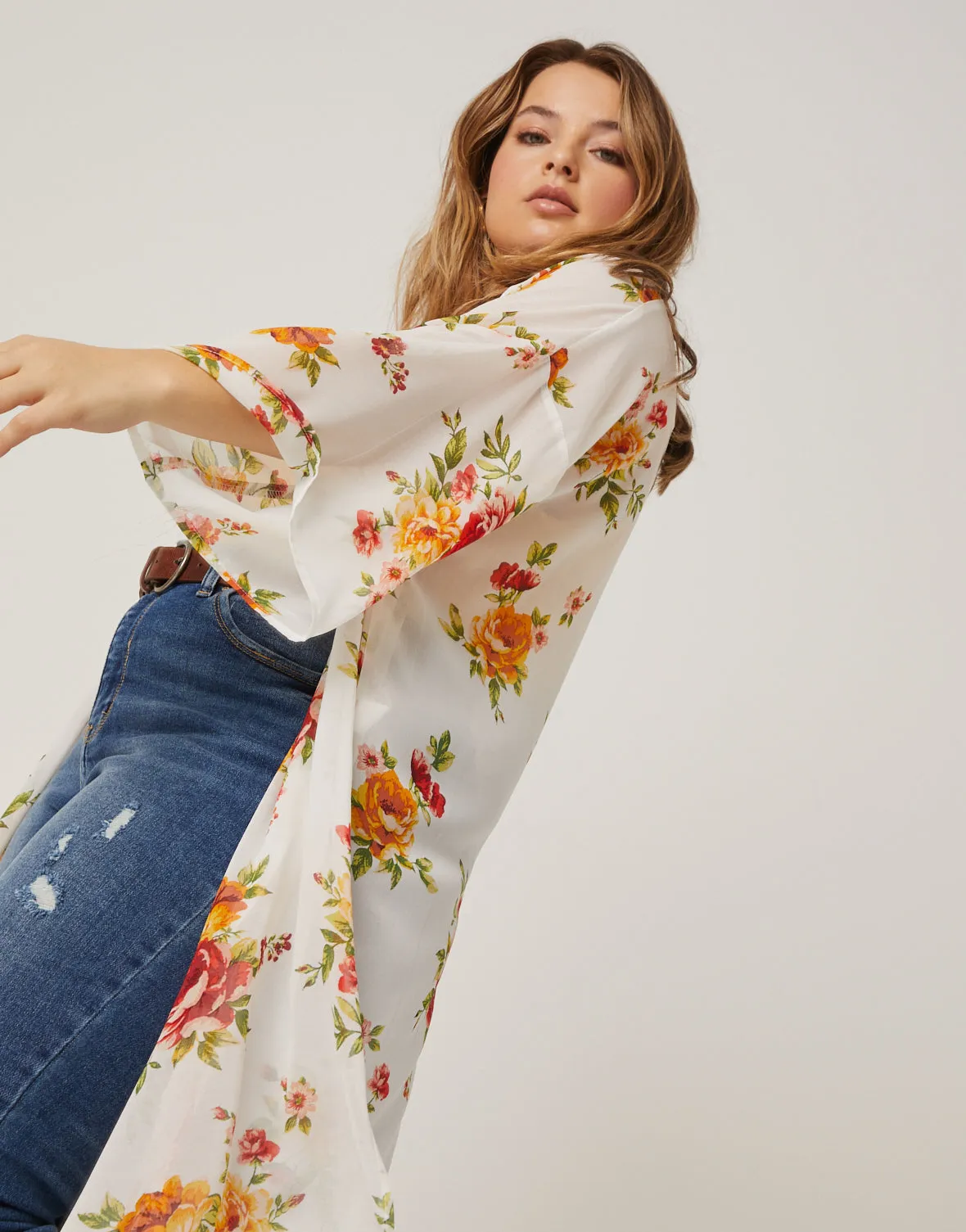 Plus Size Floral Printed Mesh Cardigan sold by 2020 Ave product image thumbnail 4