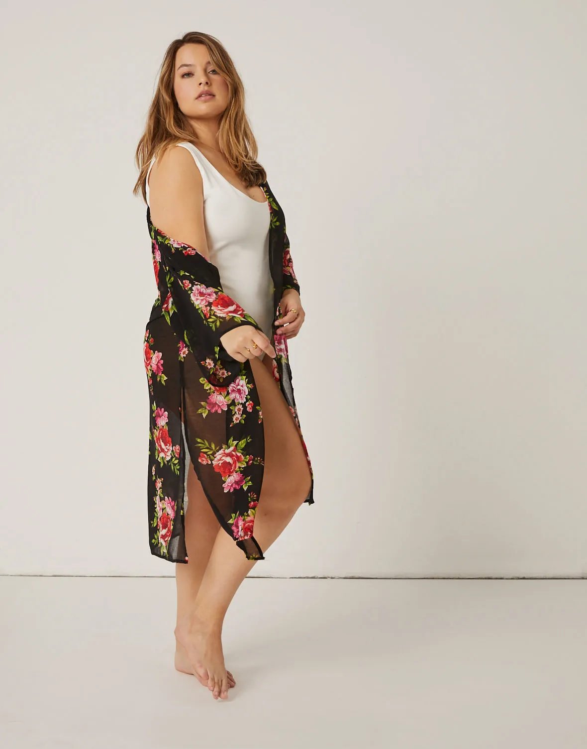 Plus Size Floral Printed Mesh Cardigan sold by 2020 Ave product image thumbnail 5