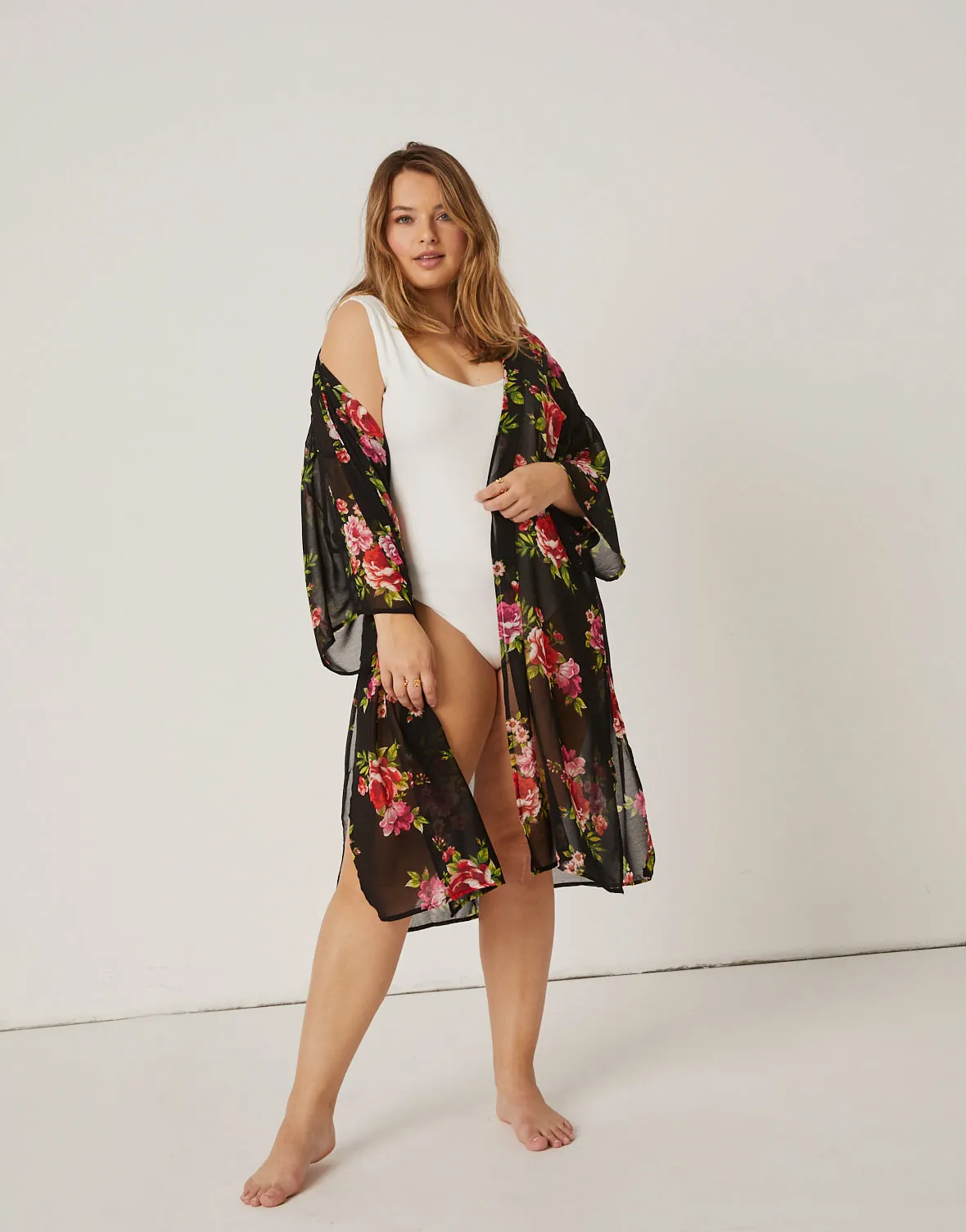 Plus Size Floral Printed Mesh Cardigan sold by 2020 Ave product image thumbnail 2