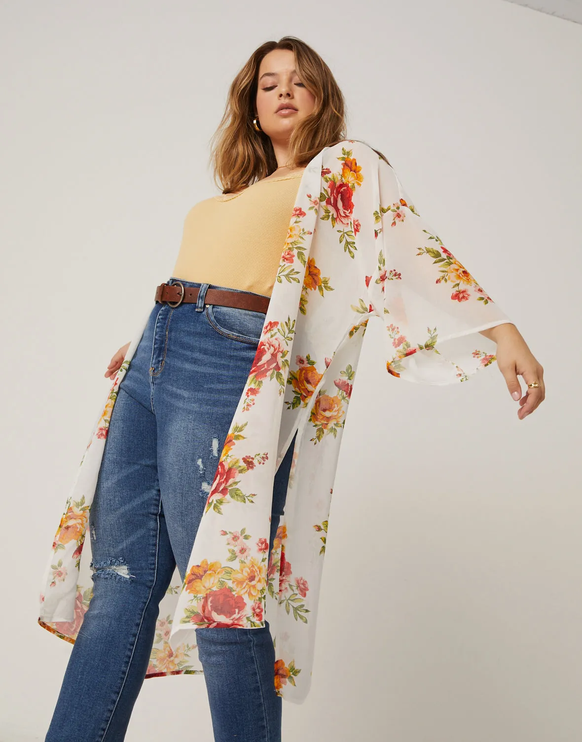 Plus Size Floral Printed Mesh Cardigan sold by 2020 Ave