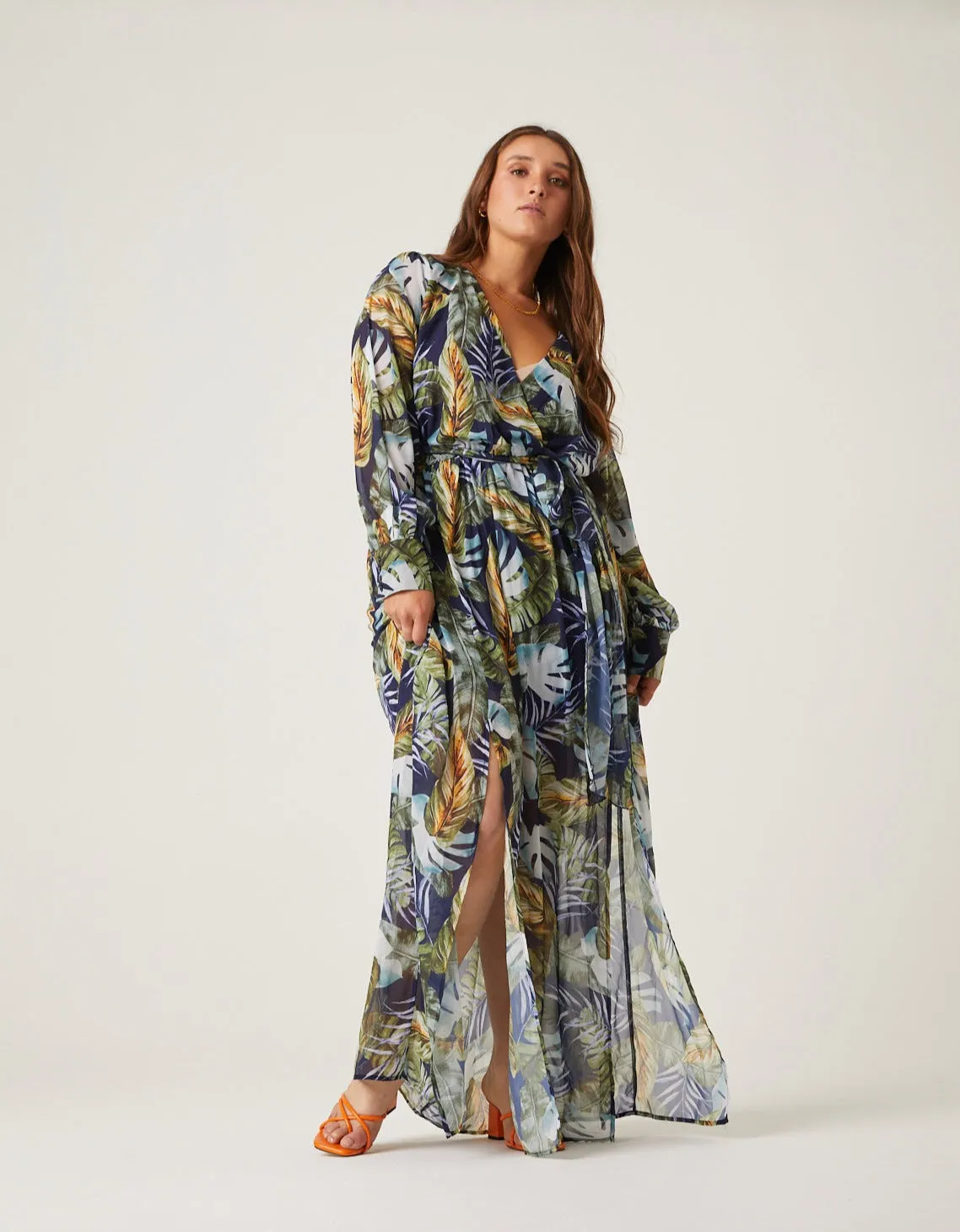 Plus Size Tropical Leaves Maxi Dress sold by 2020 Ave