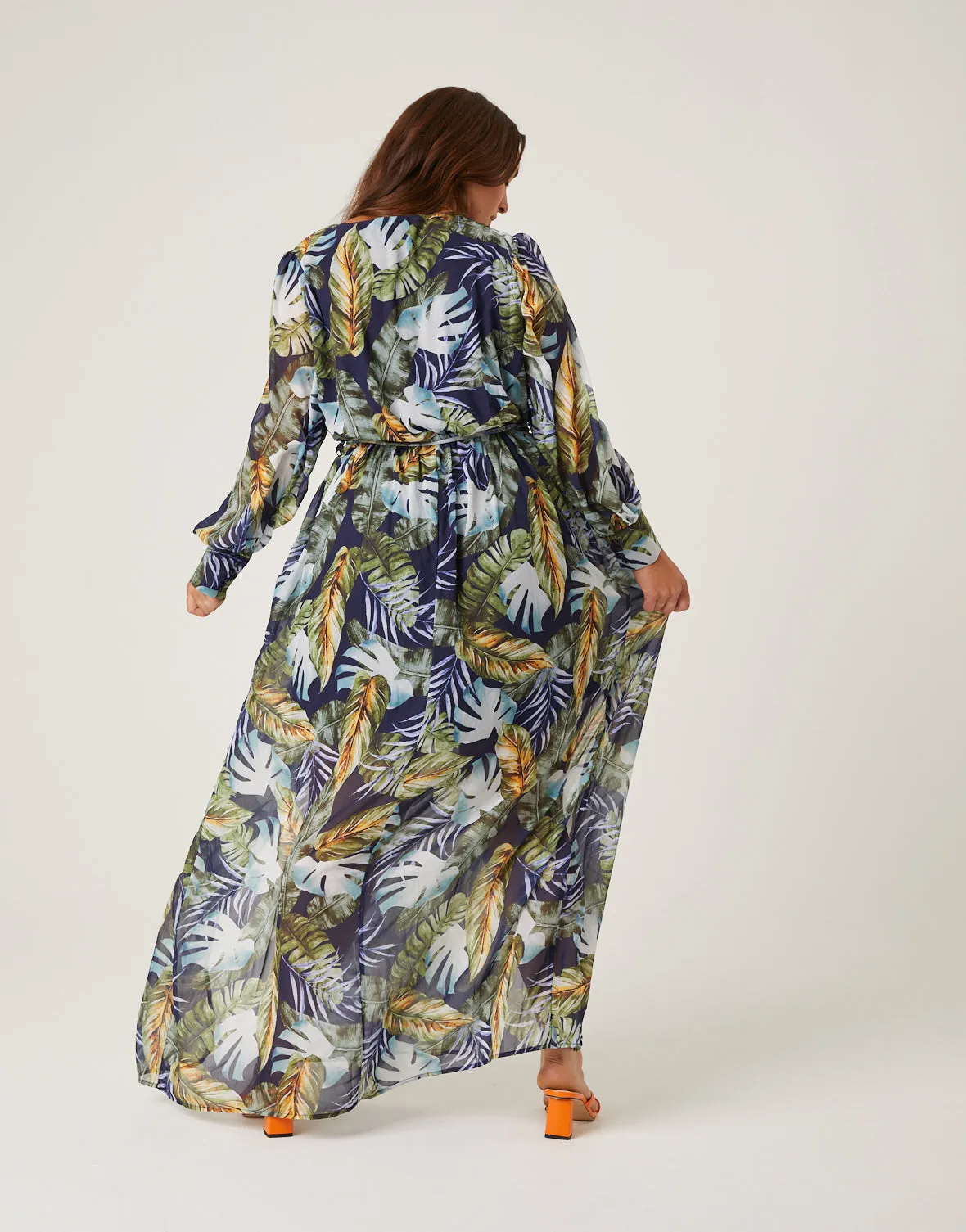 Plus Size Tropical Leaves Maxi Dress sold by 2020 Ave product image thumbnail 2