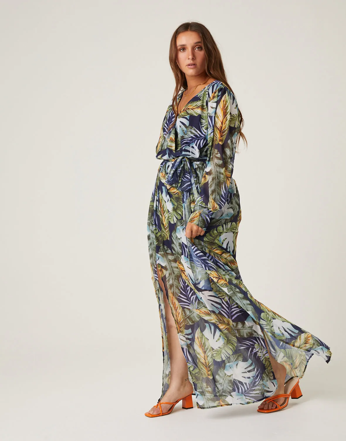 Plus Size Tropical Leaves Maxi Dress sold by 2020 Ave product image thumbnail 3
