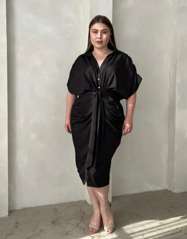 Plus Size Woven Ruched Dress made by Miss Avenue