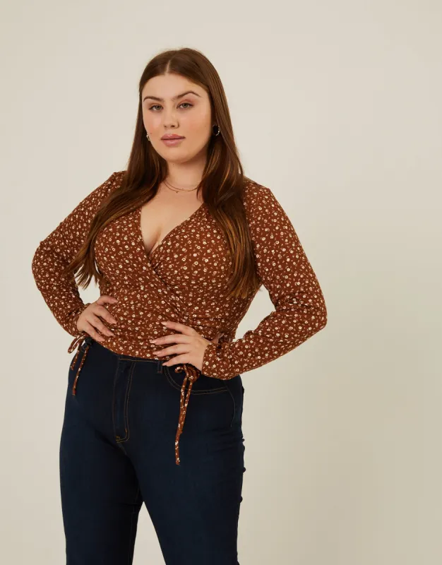 Plus Size Floral Double Ruching Top sold by 2020 Ave