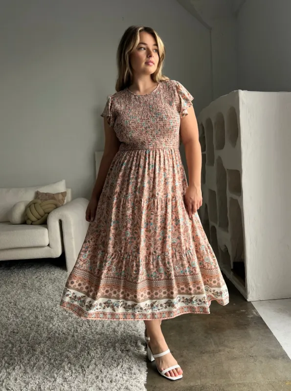 Plus Size Floral Border Midi Dress sold by 2020 Ave