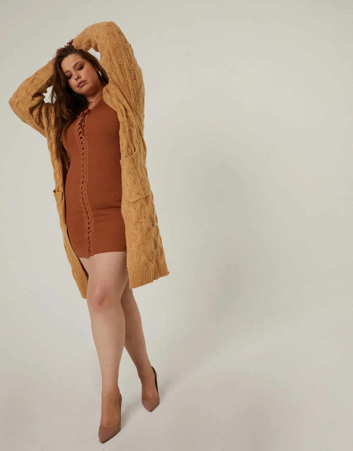 Plus Size Long Cable Knit Cardigan sold by 2020 Ave product image thumbnail 5